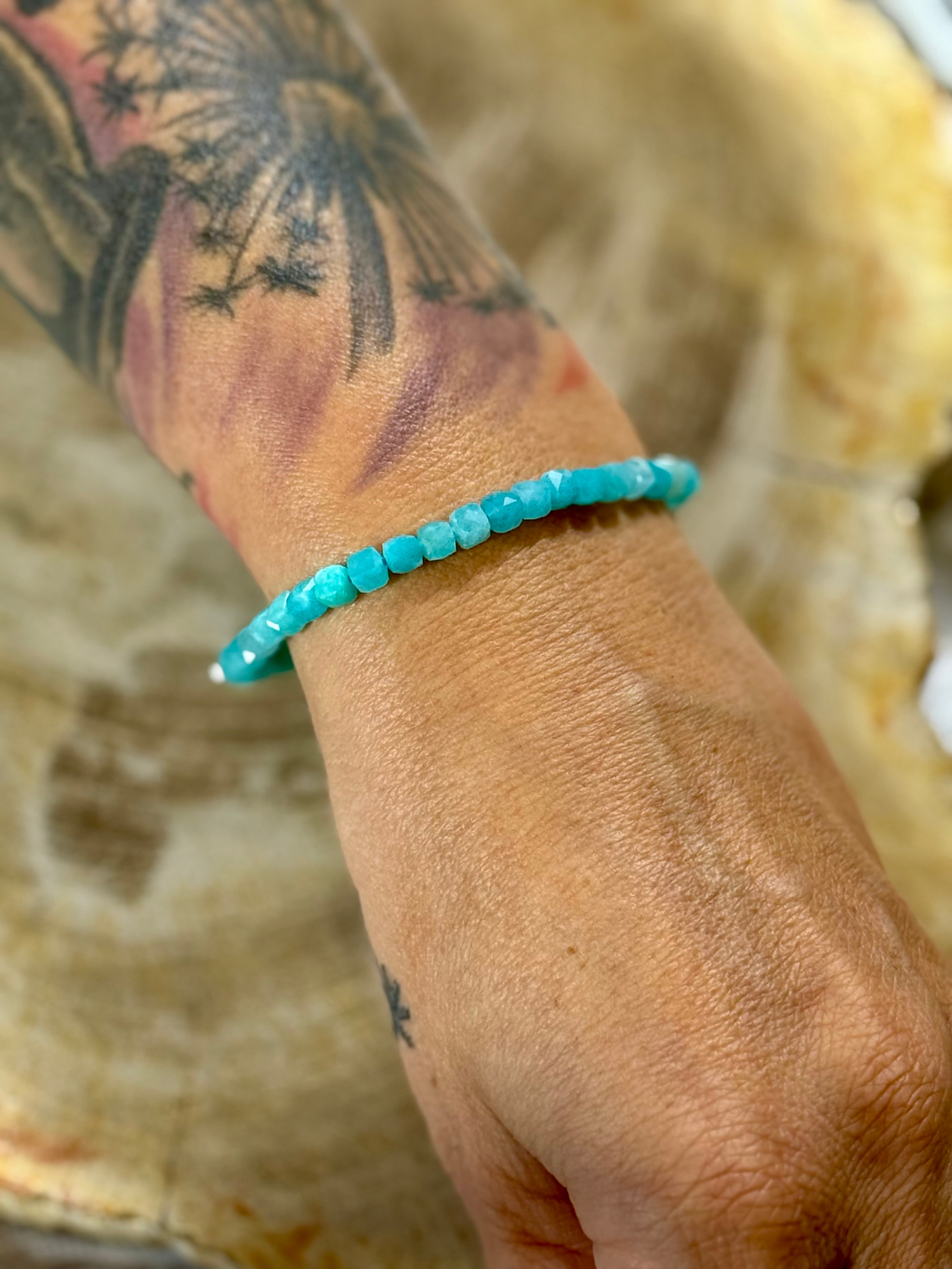 Amazonit | Armband (facettiert) eckige Steine