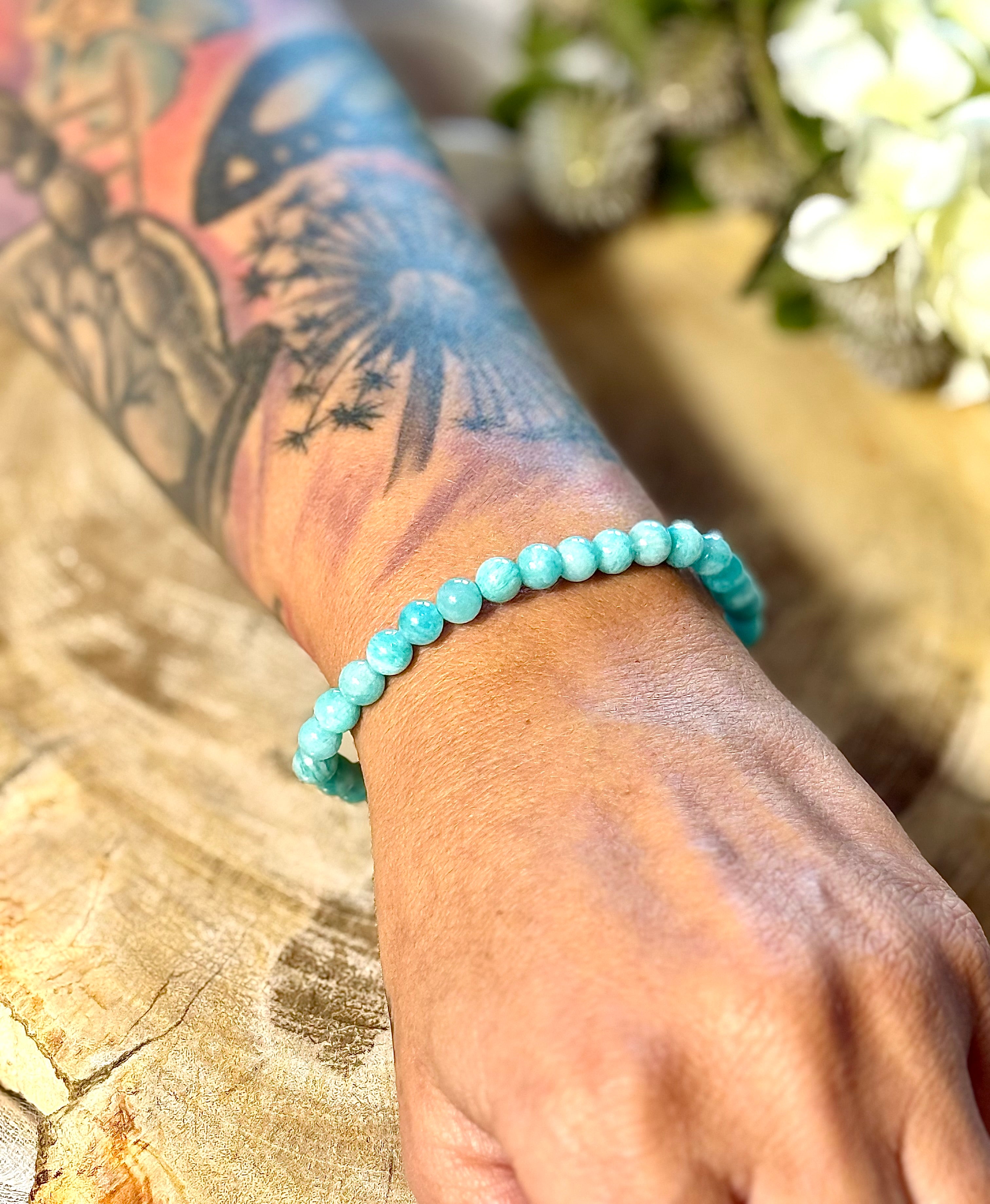 Amazonit | Armband (rund) dunkle Steine (6mm)