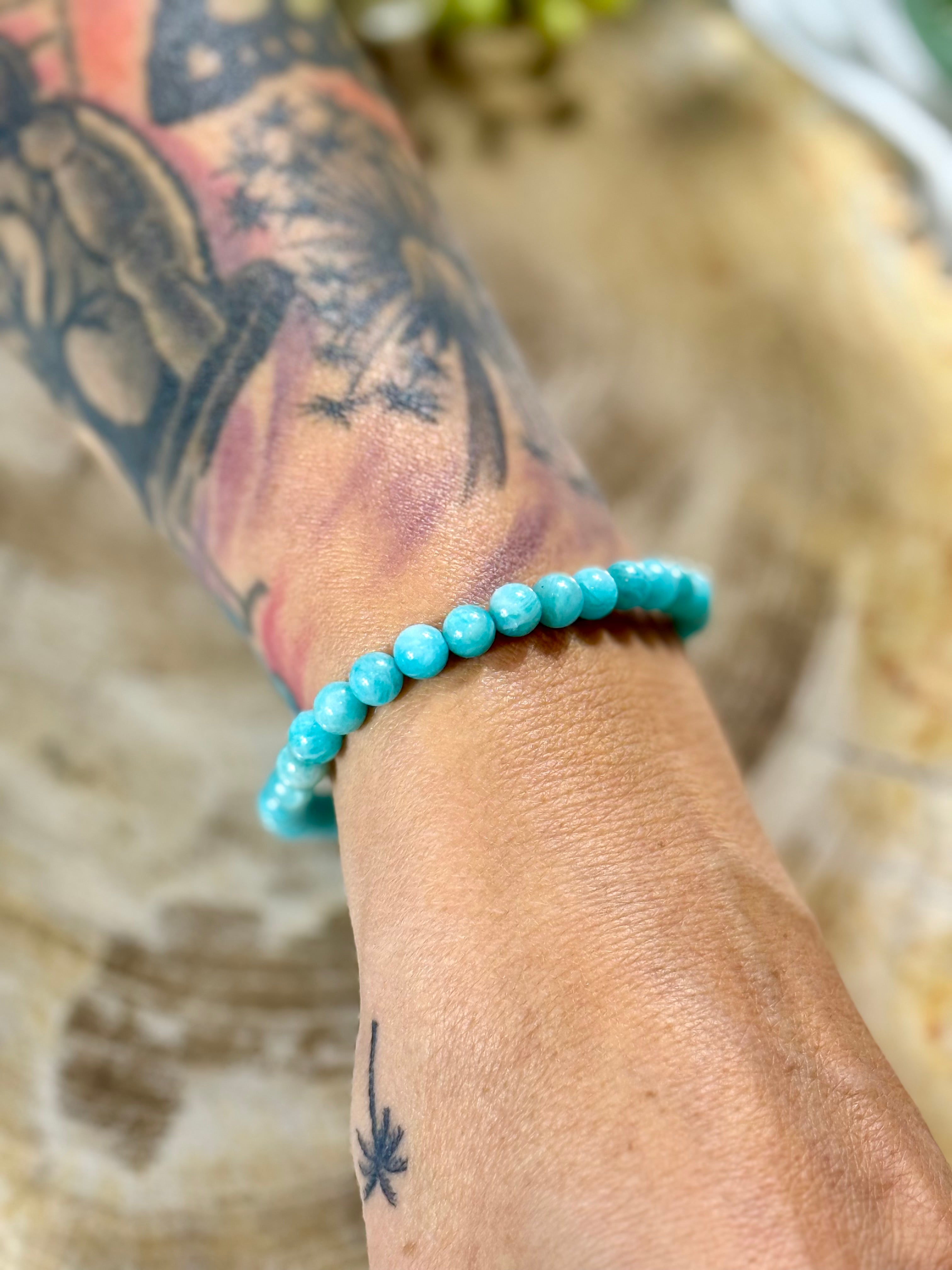 Amazonit | Armband (rund) dunkle Steine (8mm)