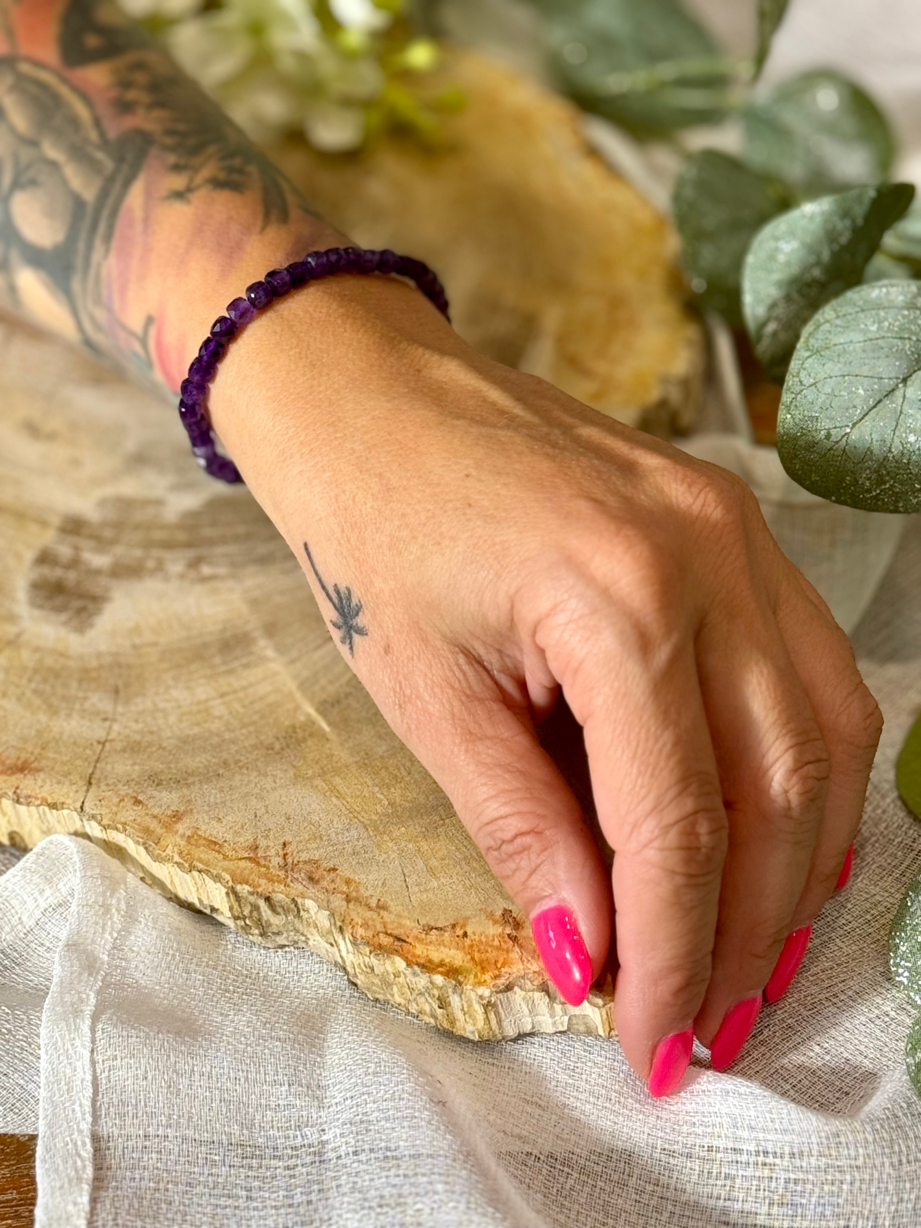 Amethyst | Armband (facettiert) eckige Steine