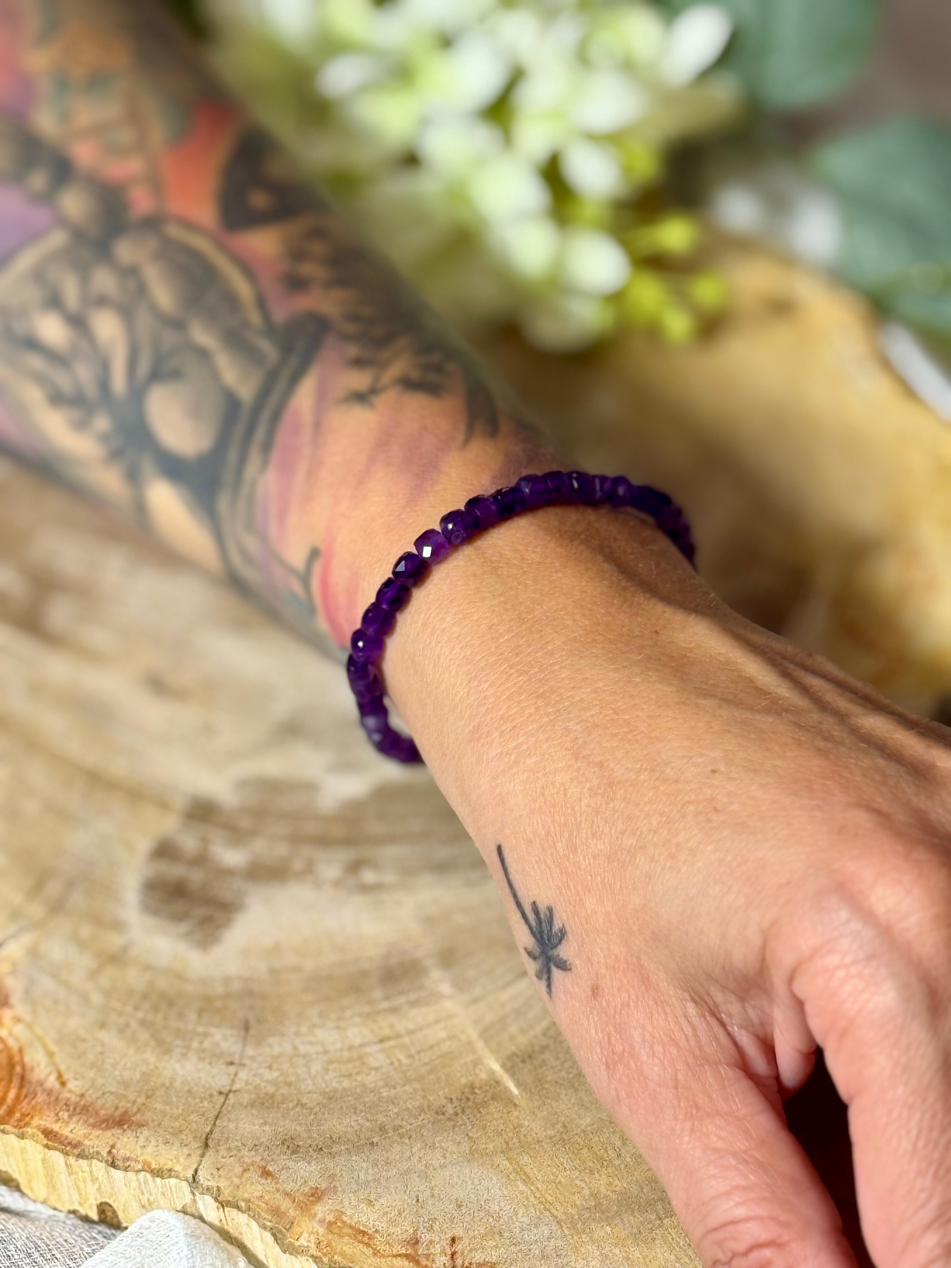 Amethyst | Armband (facettiert) eckige Steine