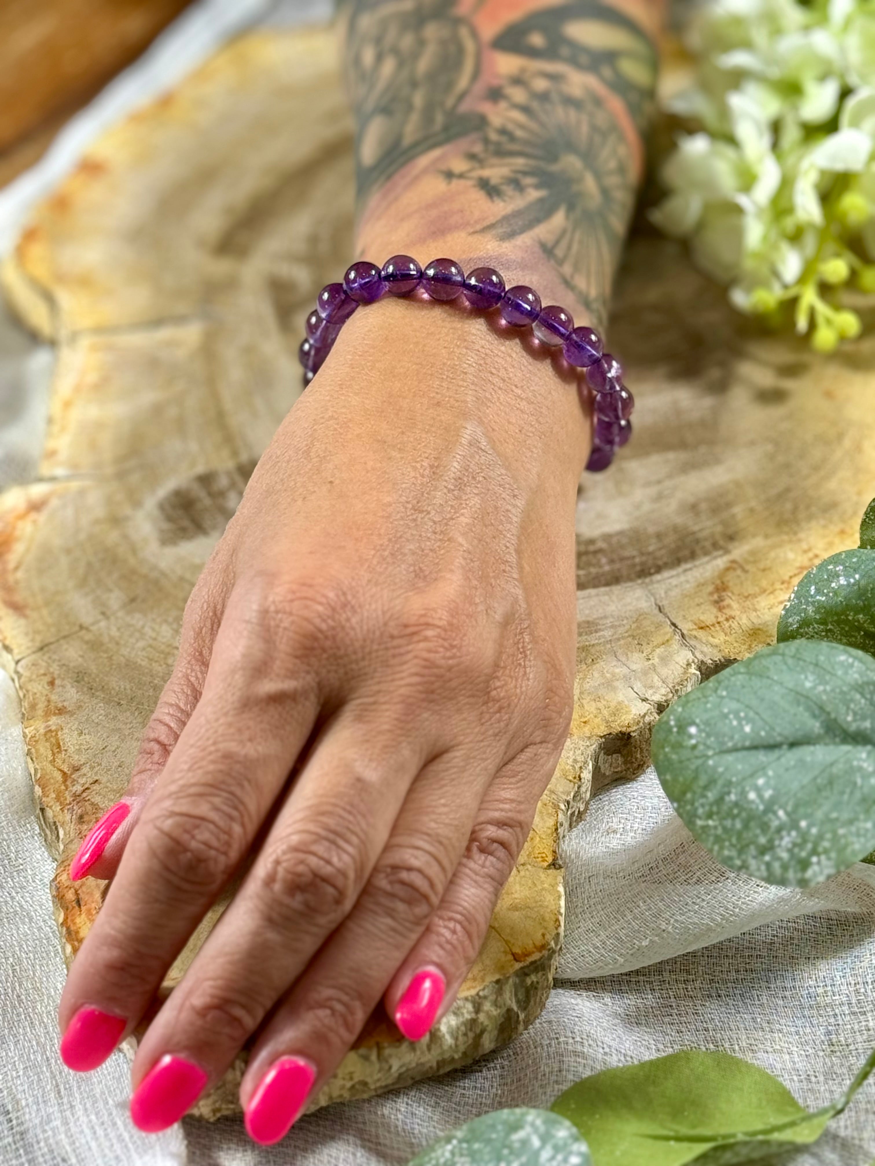 Amethyst | Armband (rund) helle Steine (8mm)