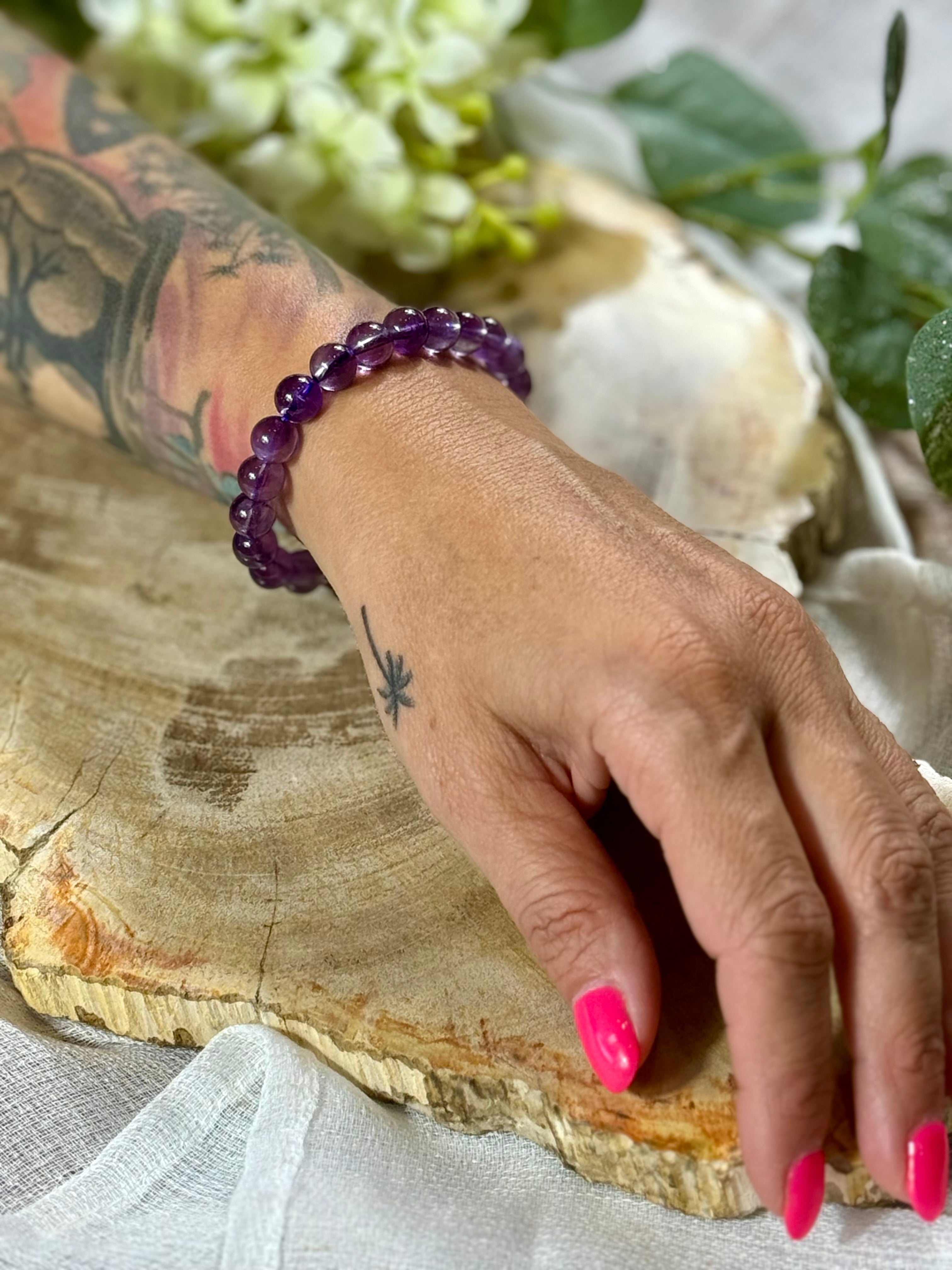 Amethyst | Armband (rund) helle Steine (8mm)
