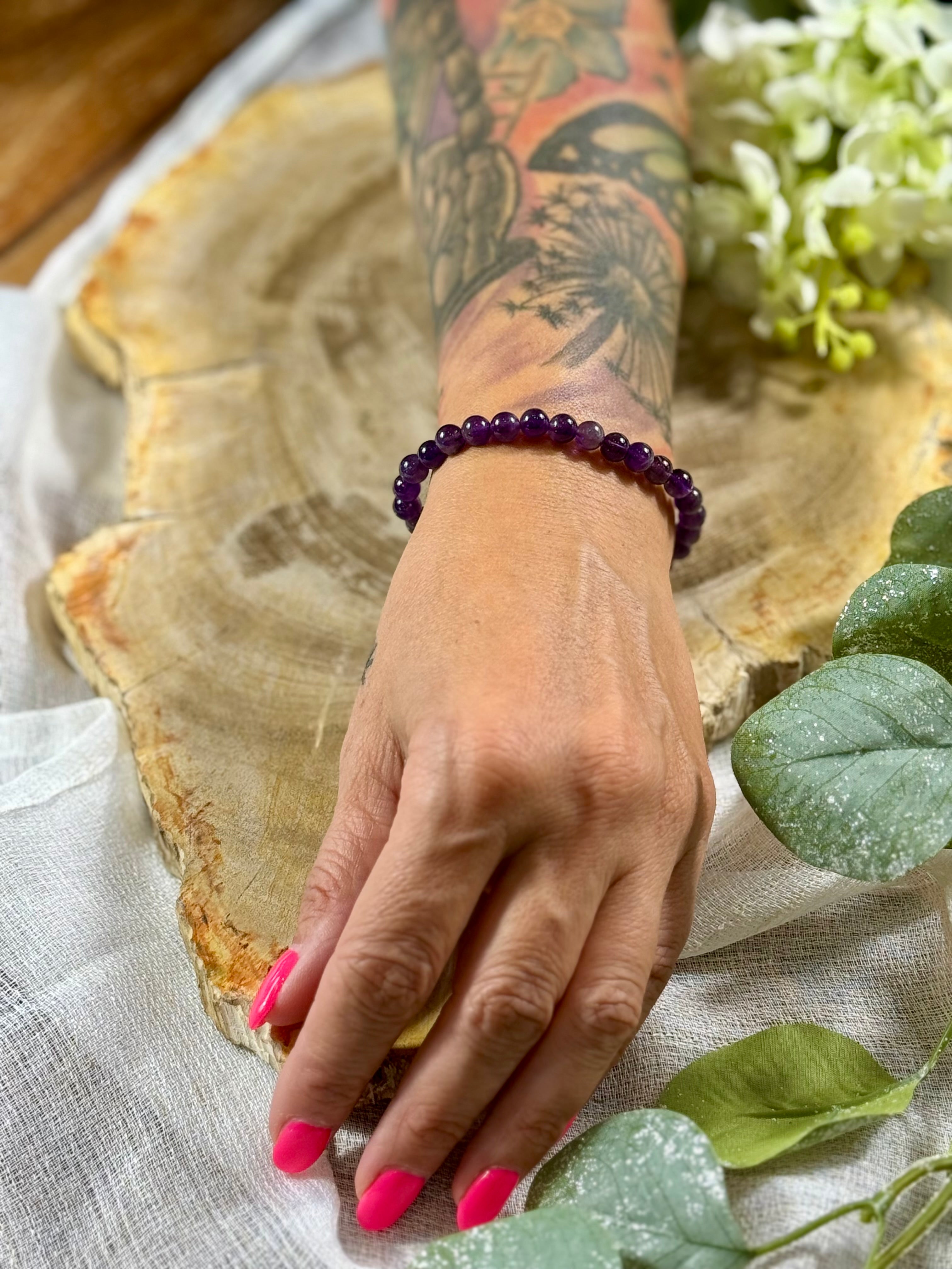 Amethyst | Armband (rund) dunkle Steine (6mm)