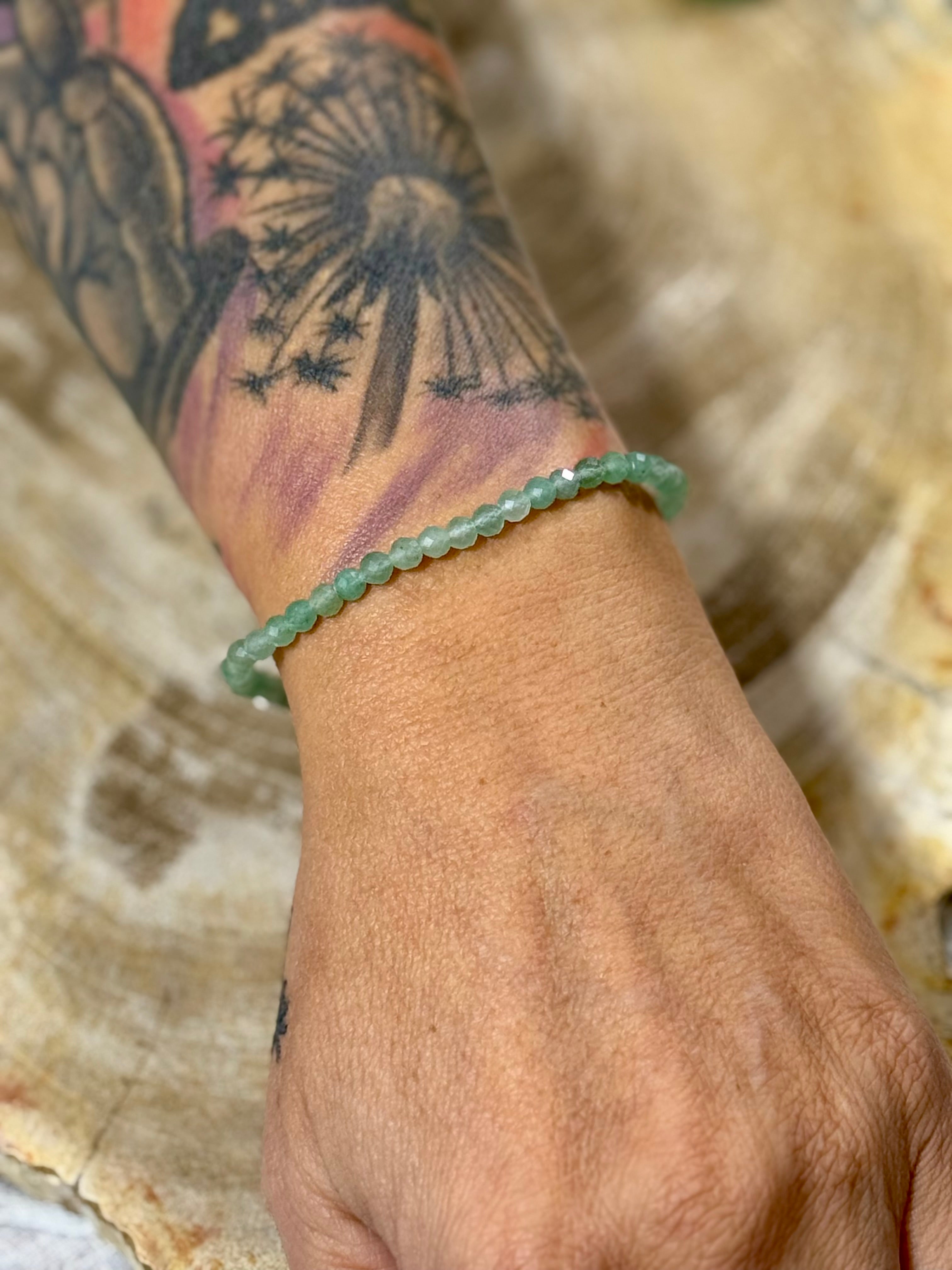 Aventurin | Armband (facettiert) mit runden Steinen (3mm)