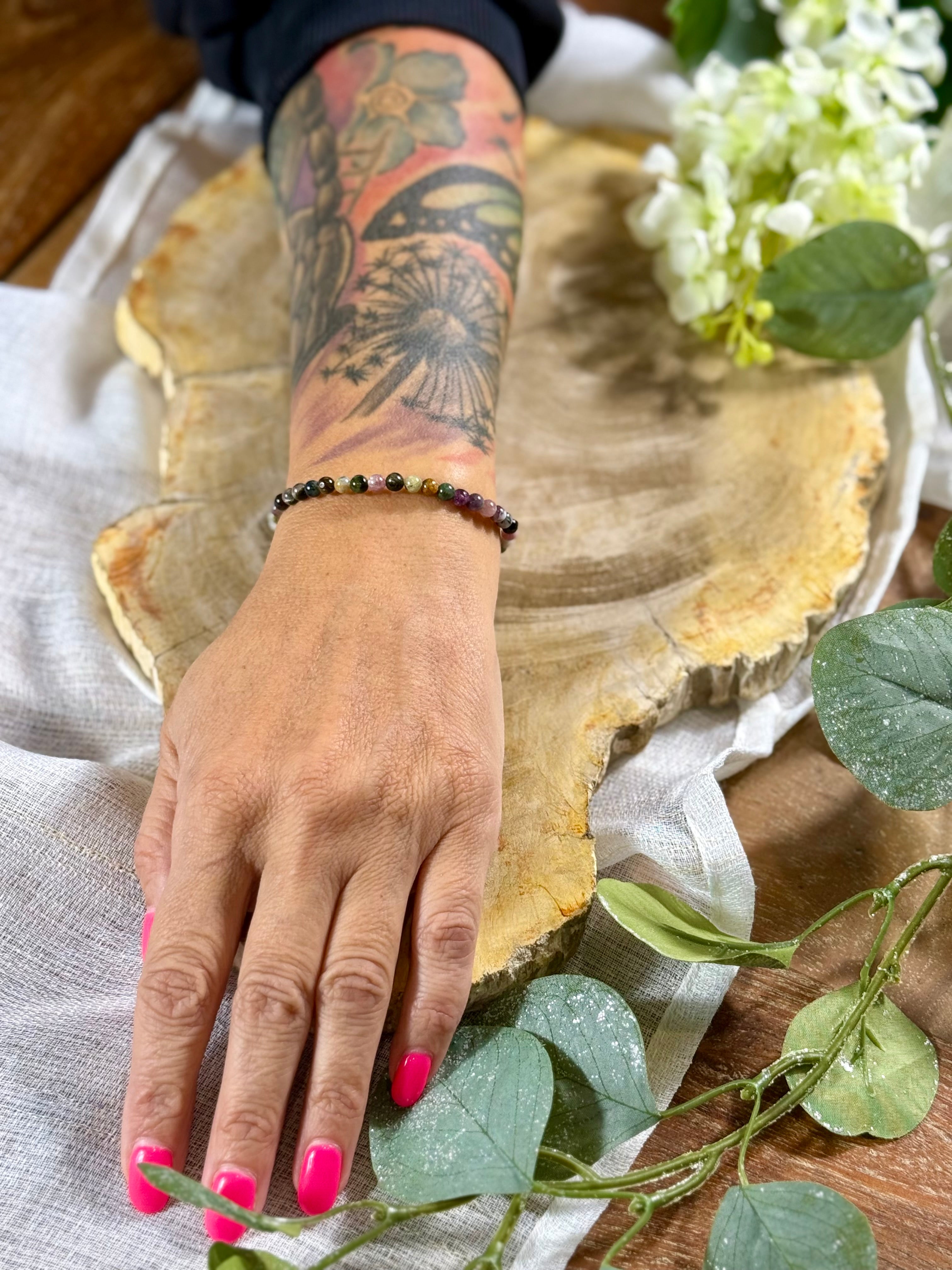 Bunter Turmalin | Armband (rund) mit kleinen Steinen (2mm)