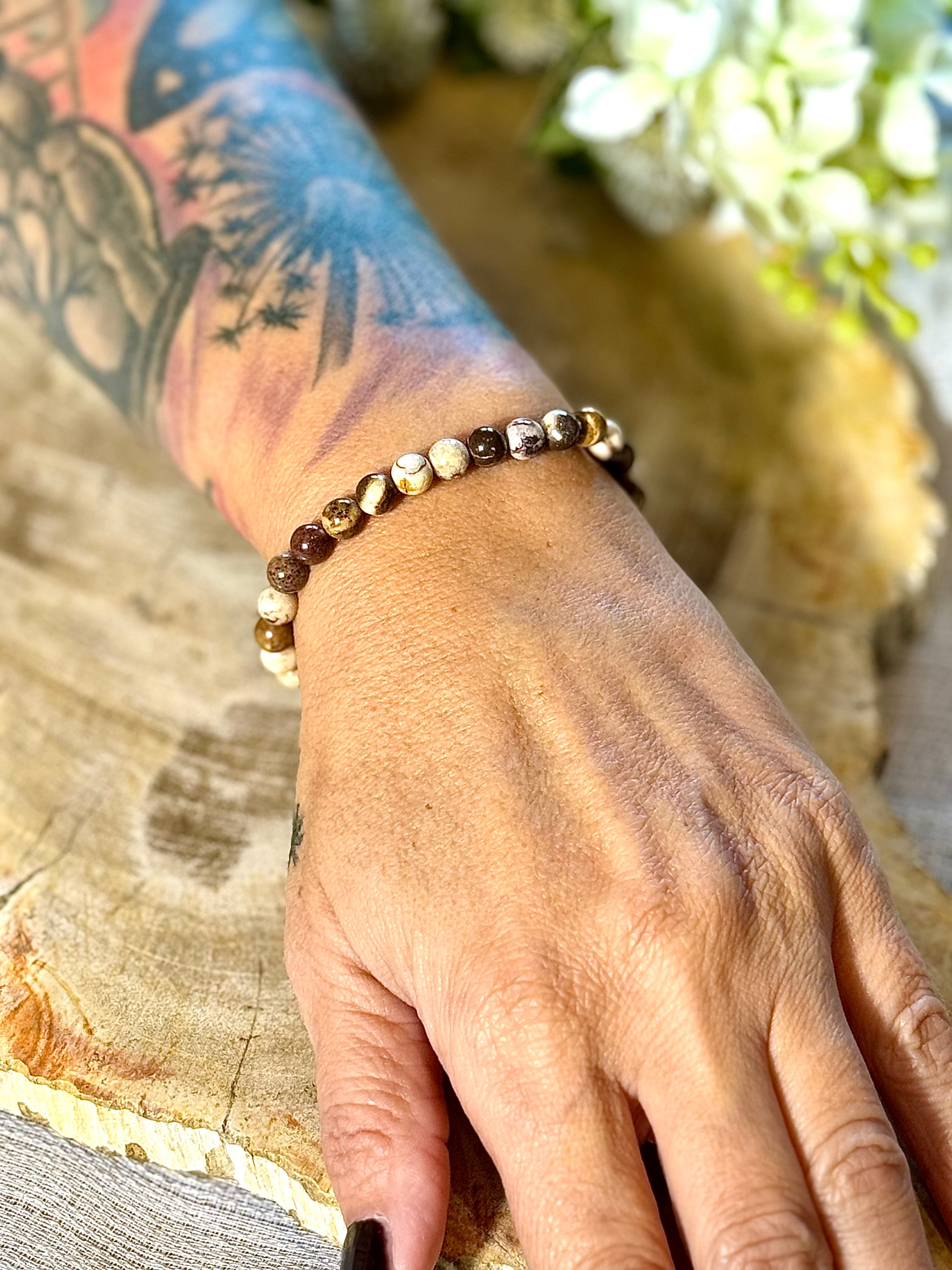 Cappuccino Jaspis | Armband mit runden Steinen (6mm)
