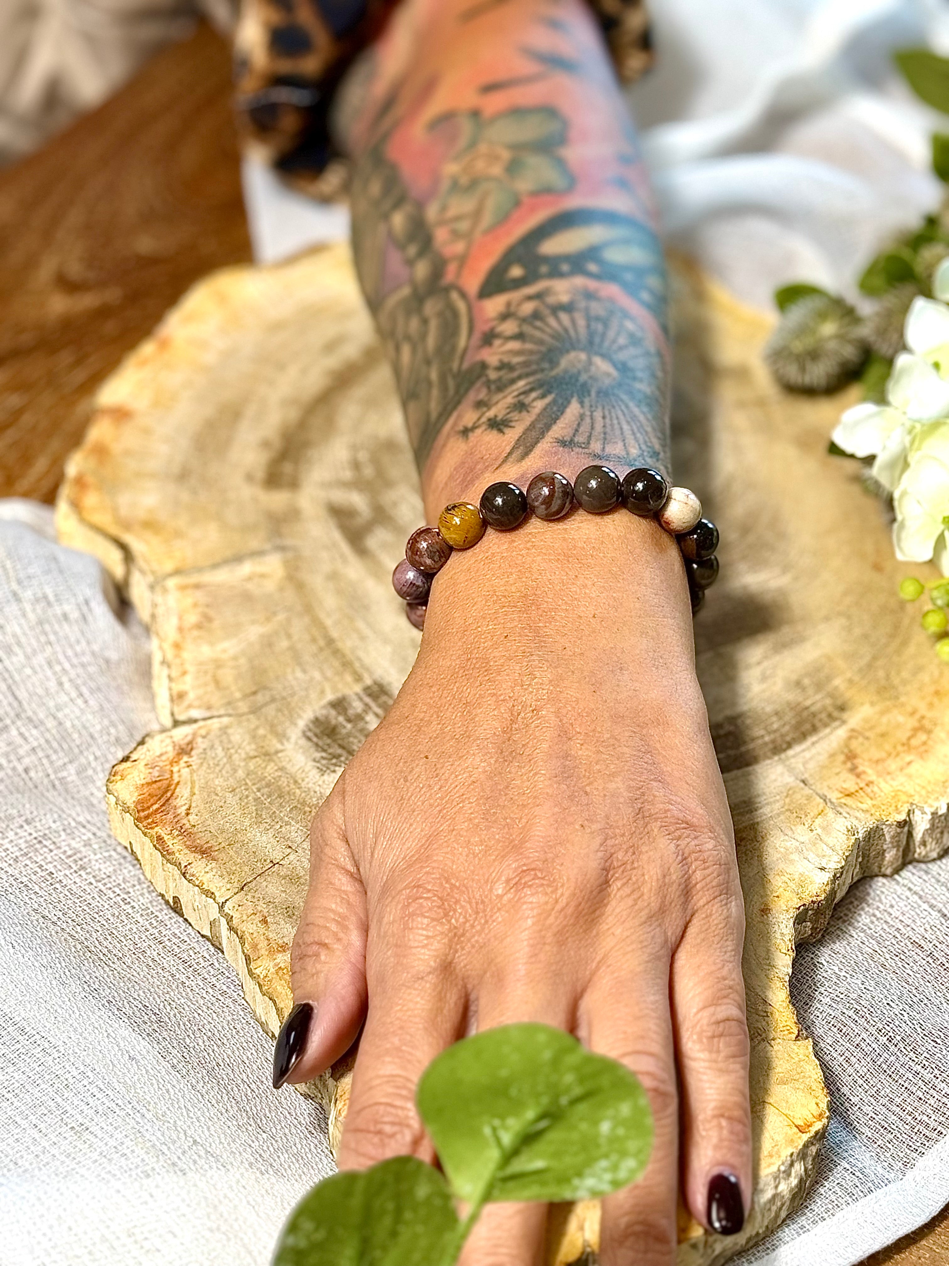 Versteinertes Holz | Armband (rund) 10mm