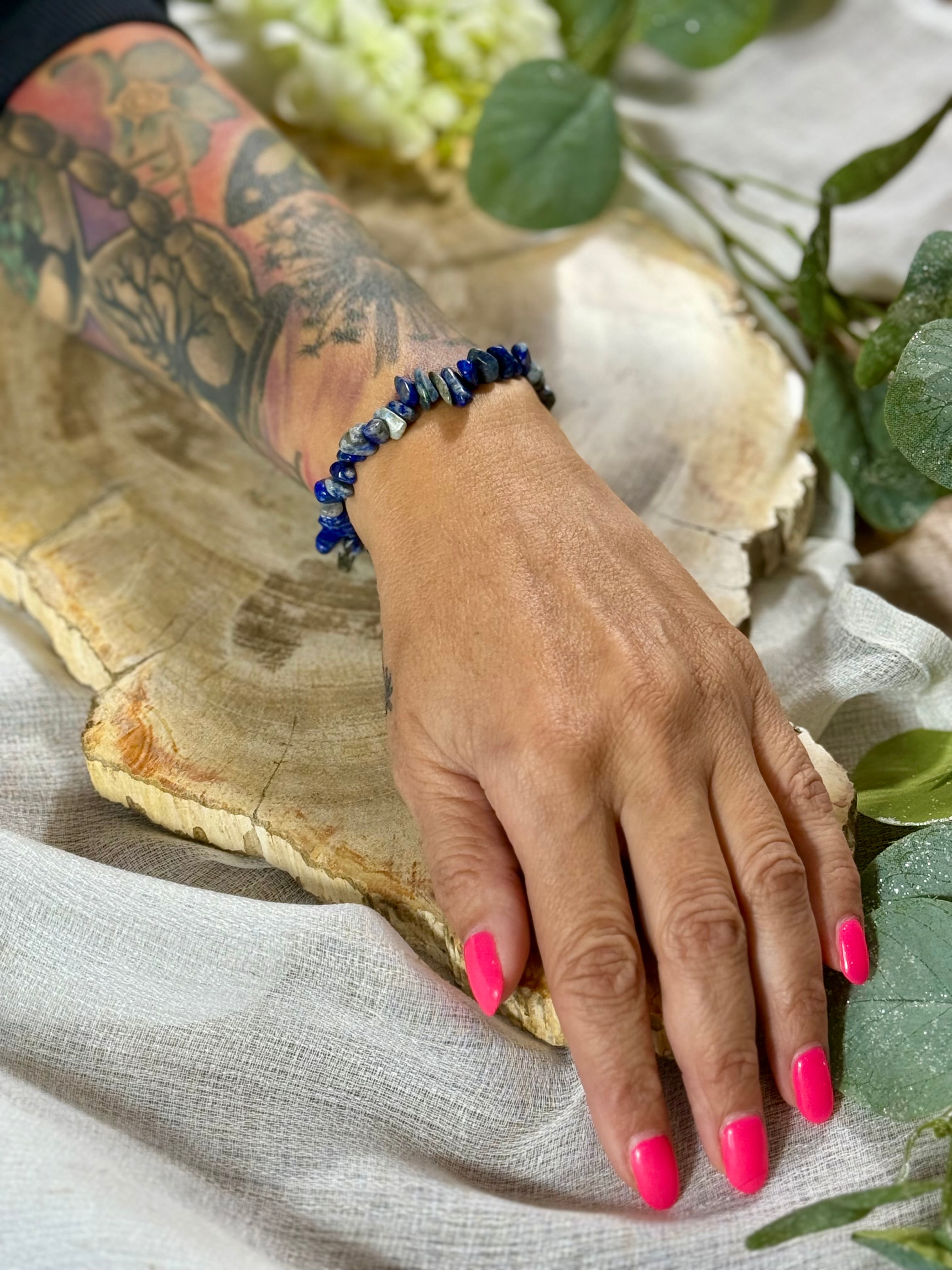 Lapislazuli | Armband (Splitter) mit dunklen Steinen