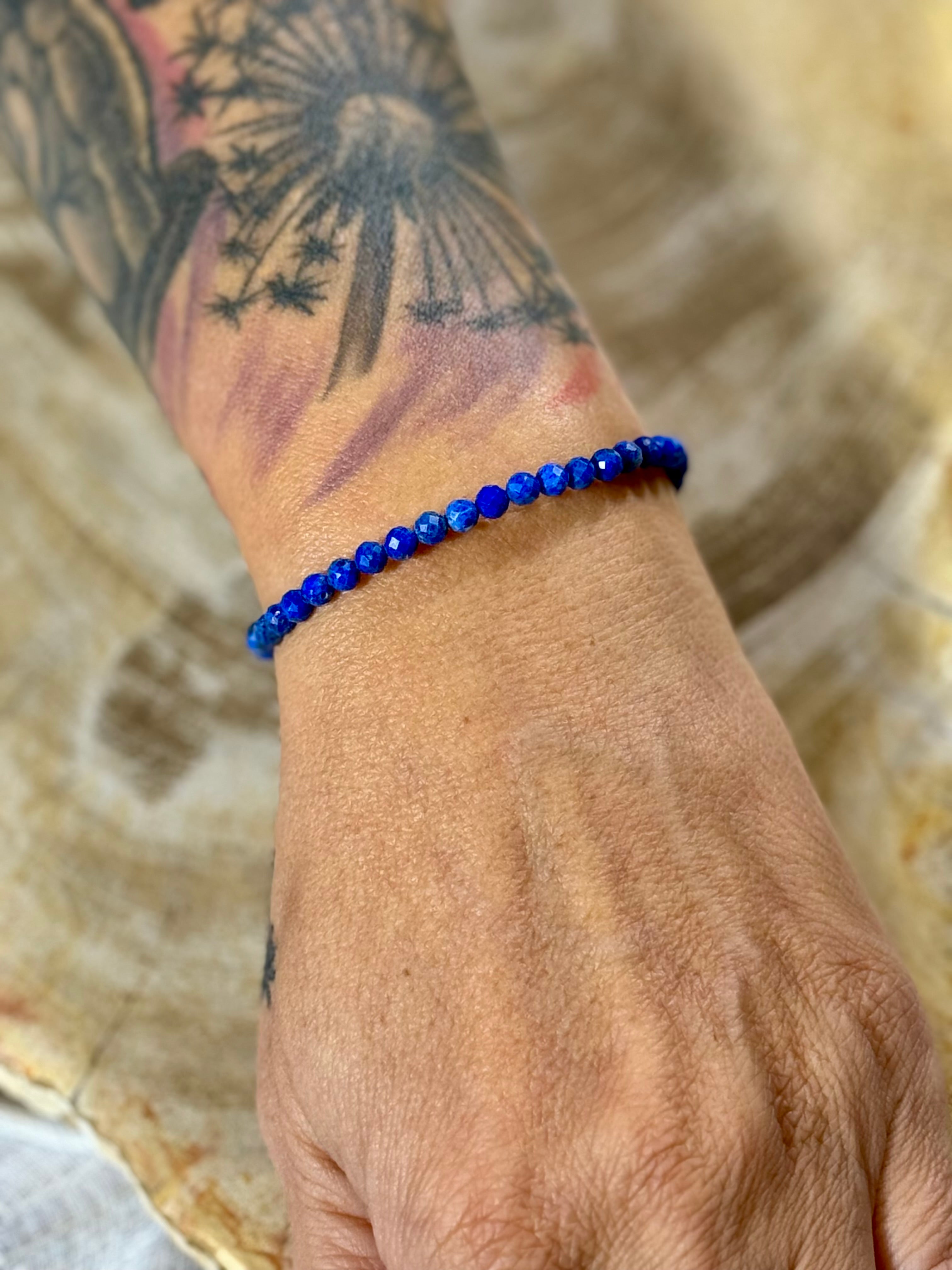 Lapislazuli | Armband (facettiert) mit runden Steinen (3mm)