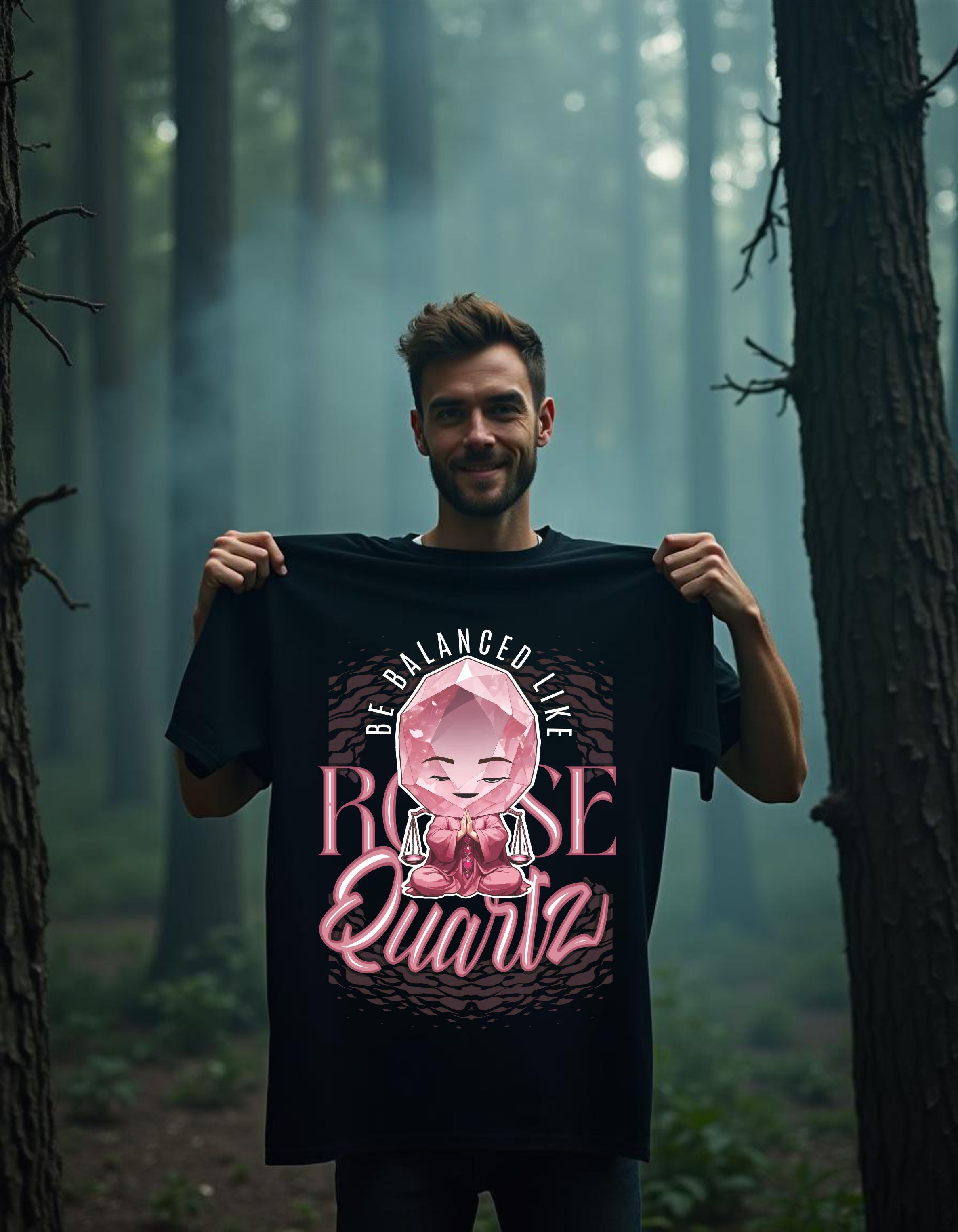 T-Shirt | Herren | Motiv: BE BALANCED LIKE ROSEQUARTZ - Motiv 2
