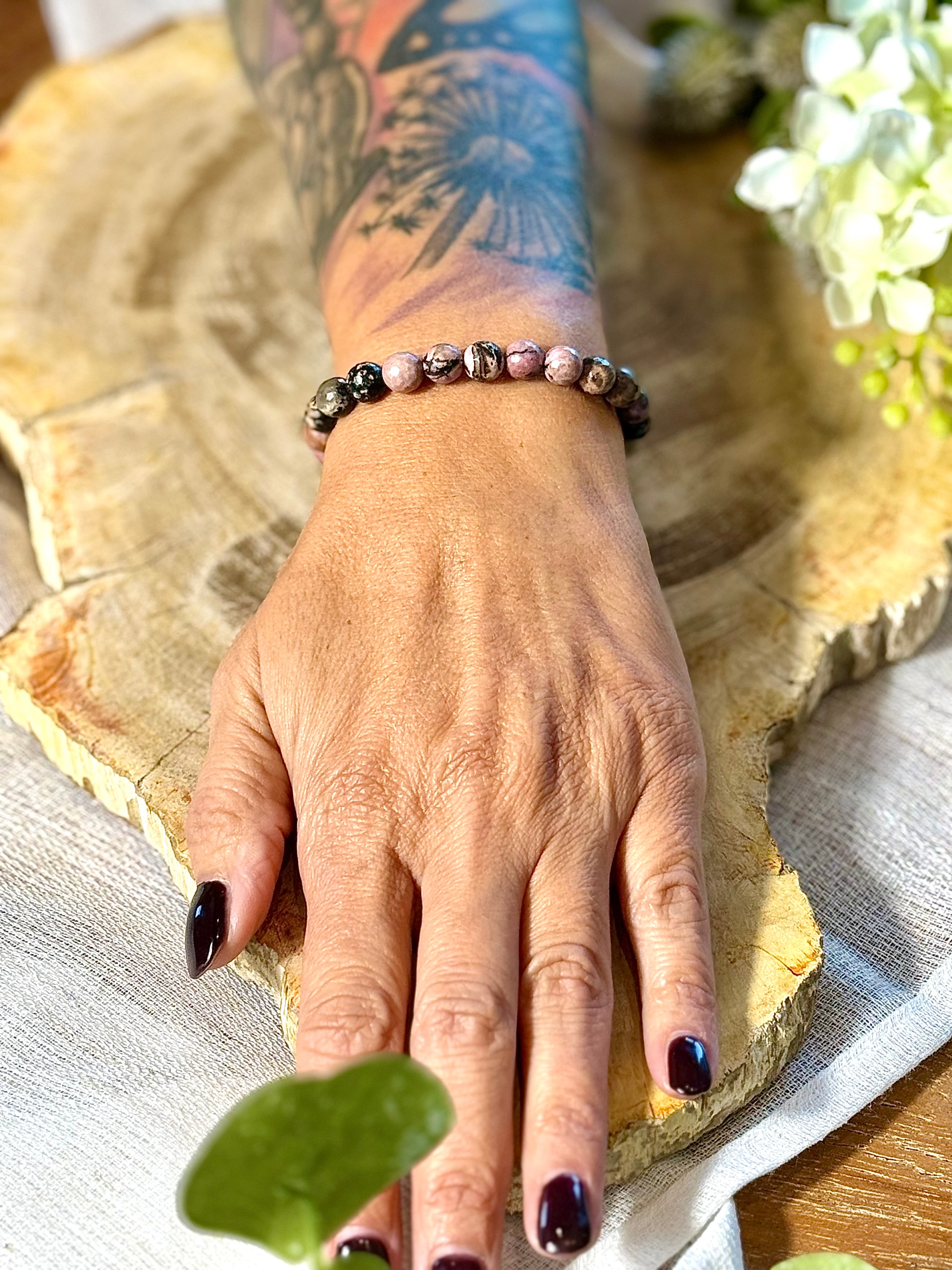 Rhodonit | Armband (rund) 8mm facettiert