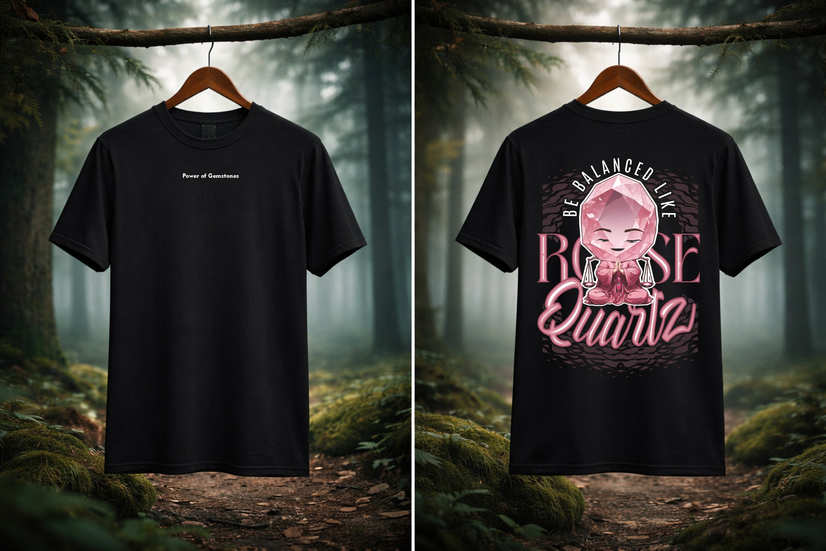 T-Shirt | Herren | Motiv: BE BALANCED LIKE ROSEQUARTZ - Motiv 1