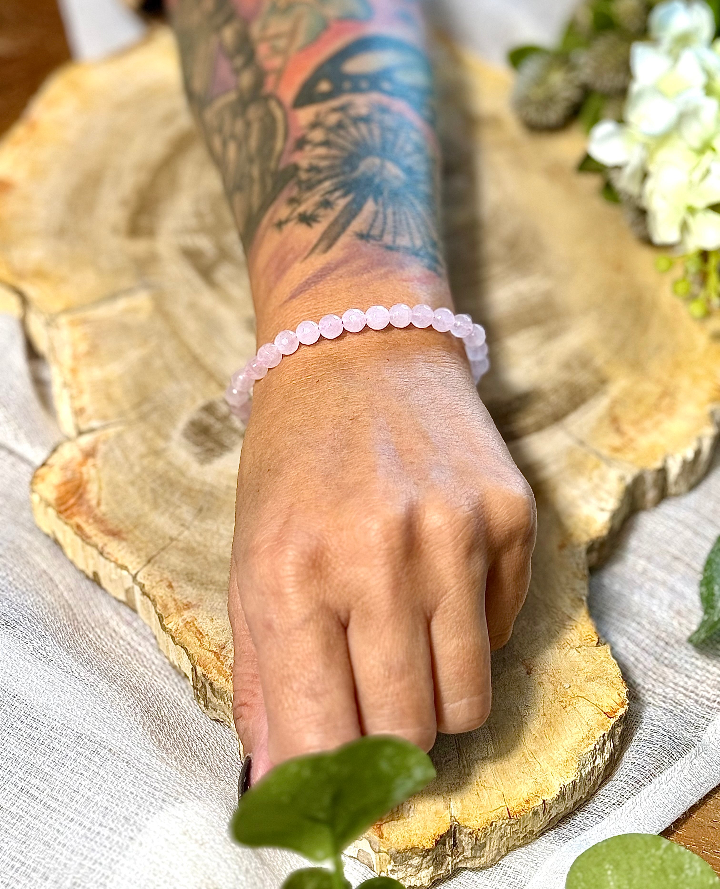 Rosenquarz | Armband (facettiert) mit großen Steinen (6mm)