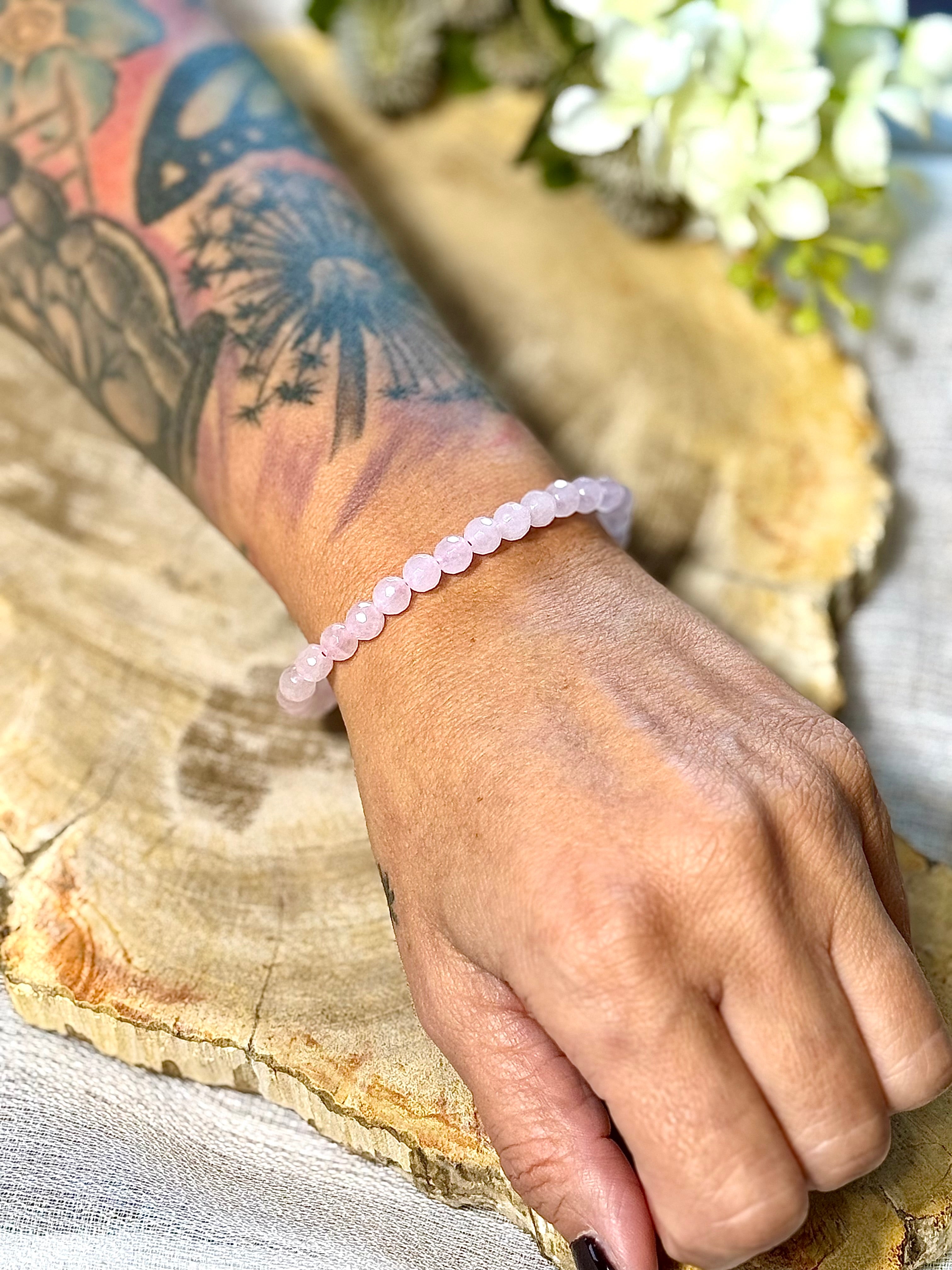 Rosenquarz | Armband (facettiert) mit großen Steinen (6mm)