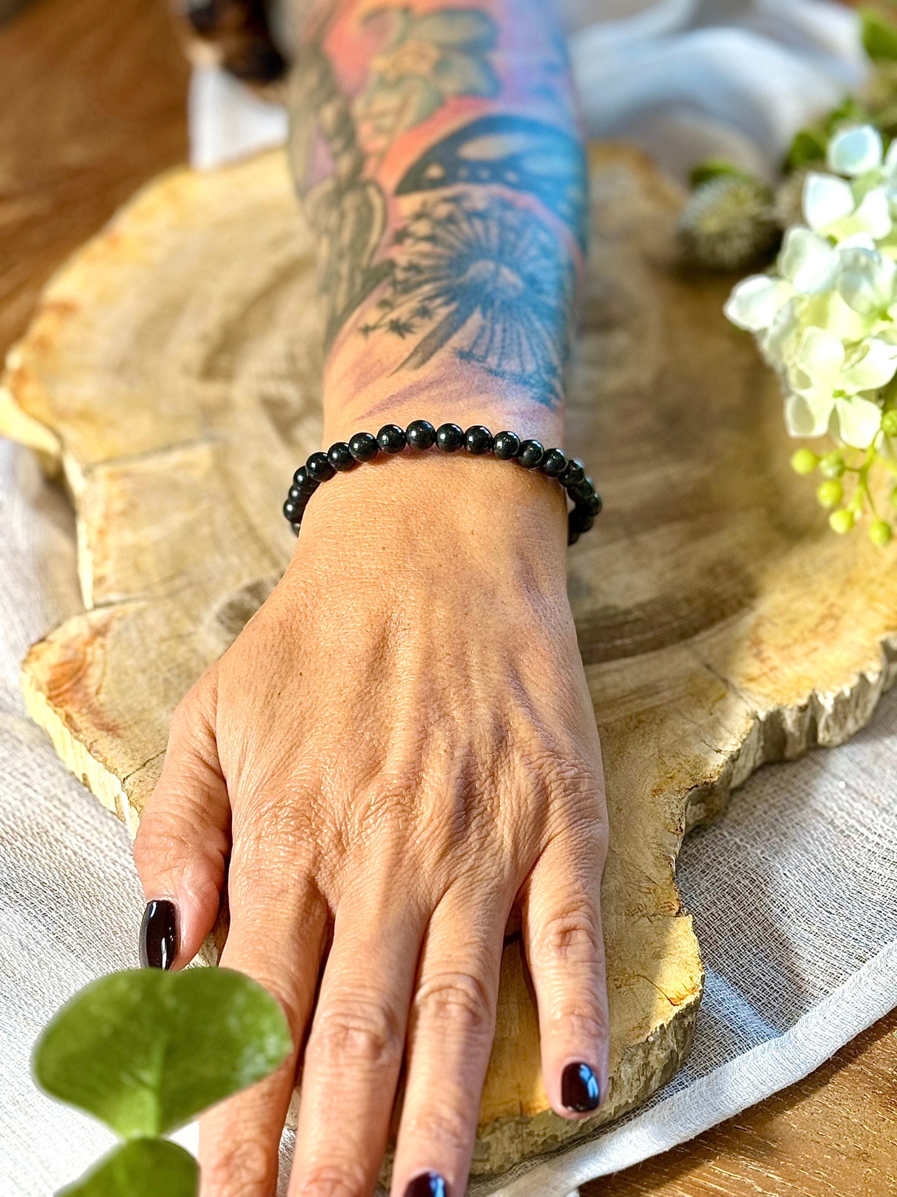 Shungit | Armband (rund) 6mm