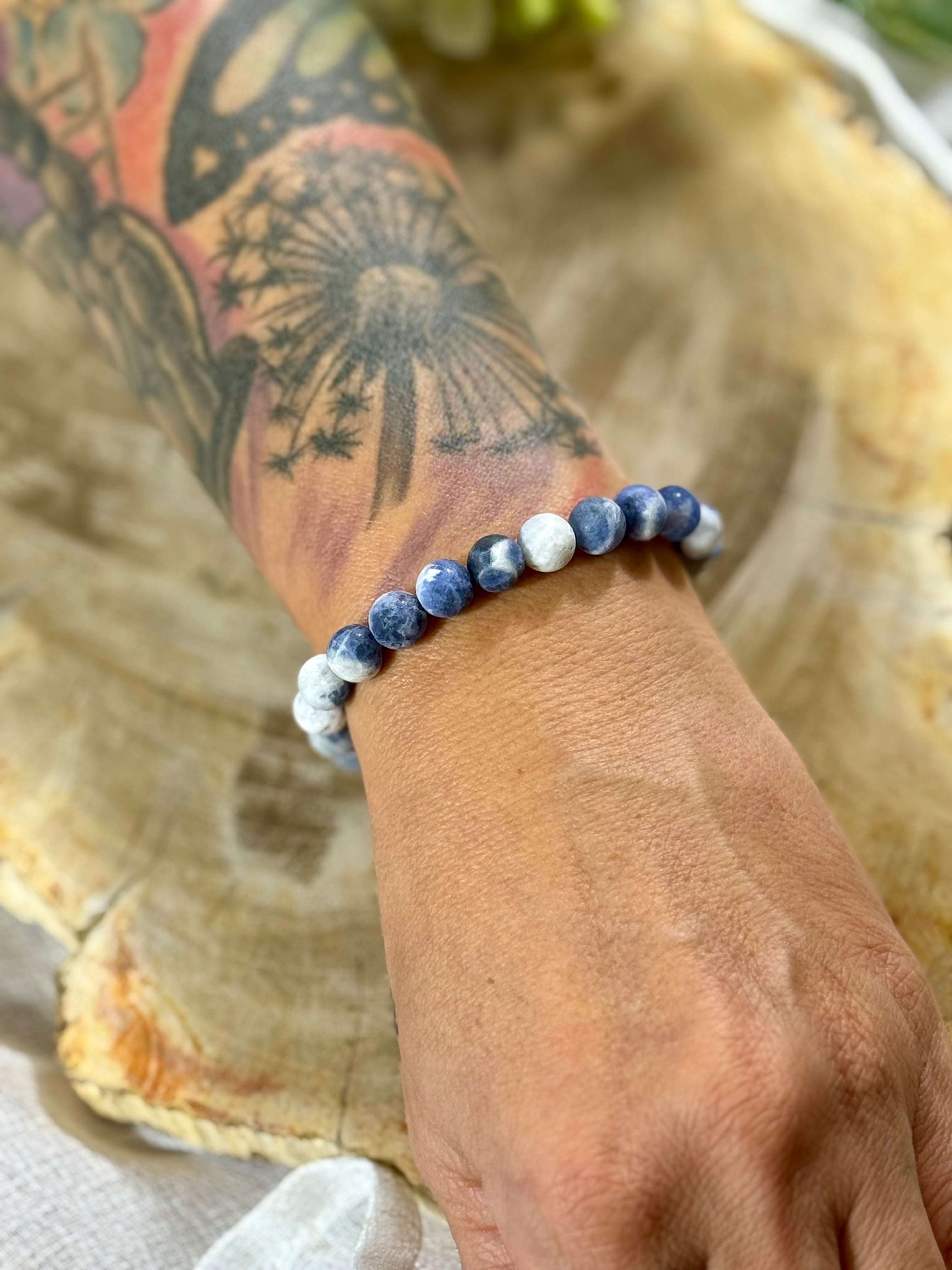 Sodalith | Armband (rund) mit matten Steinen (8mm)