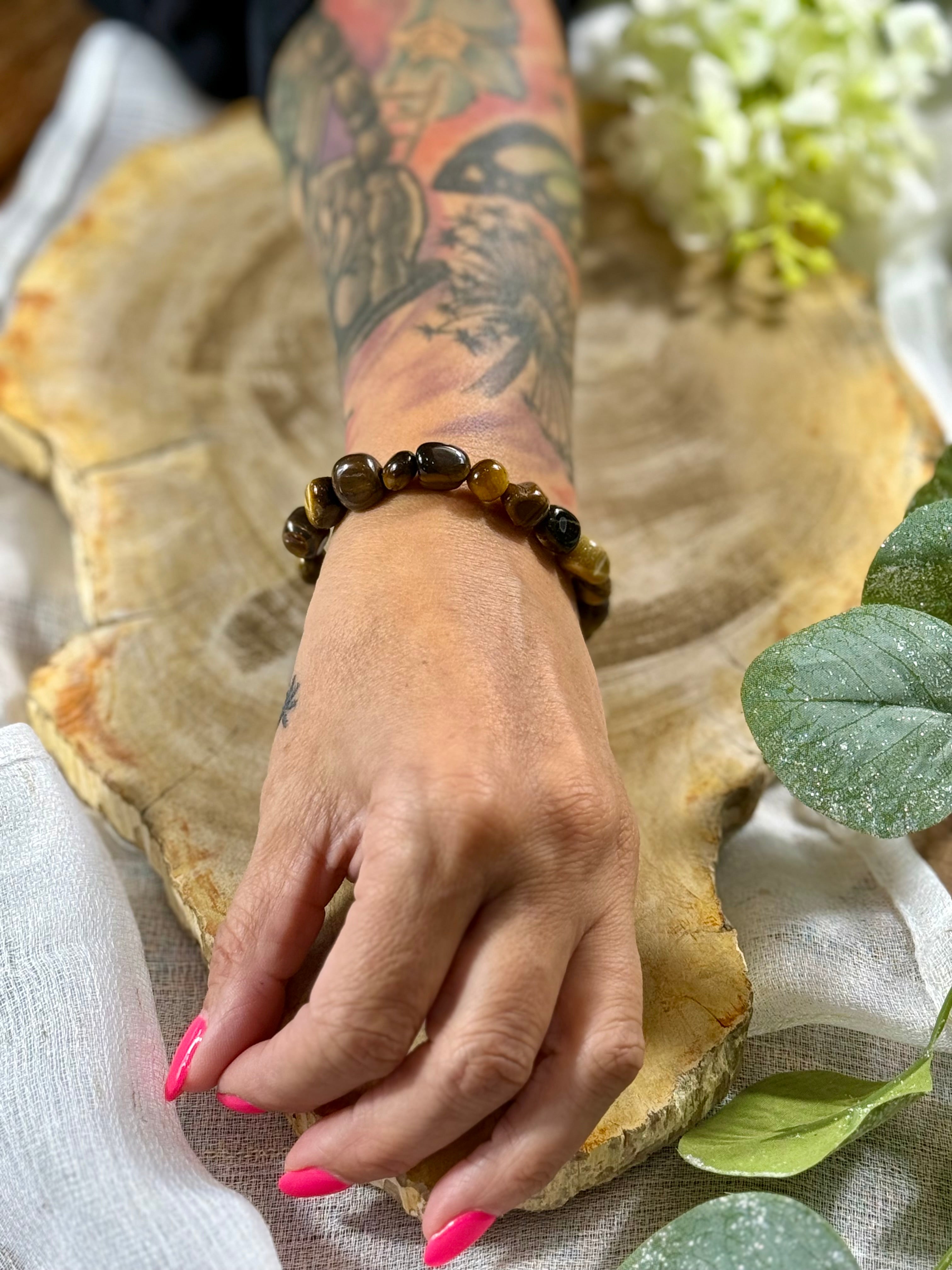 Tigerauge | Armband (Freiform) mit kleinen Steinen