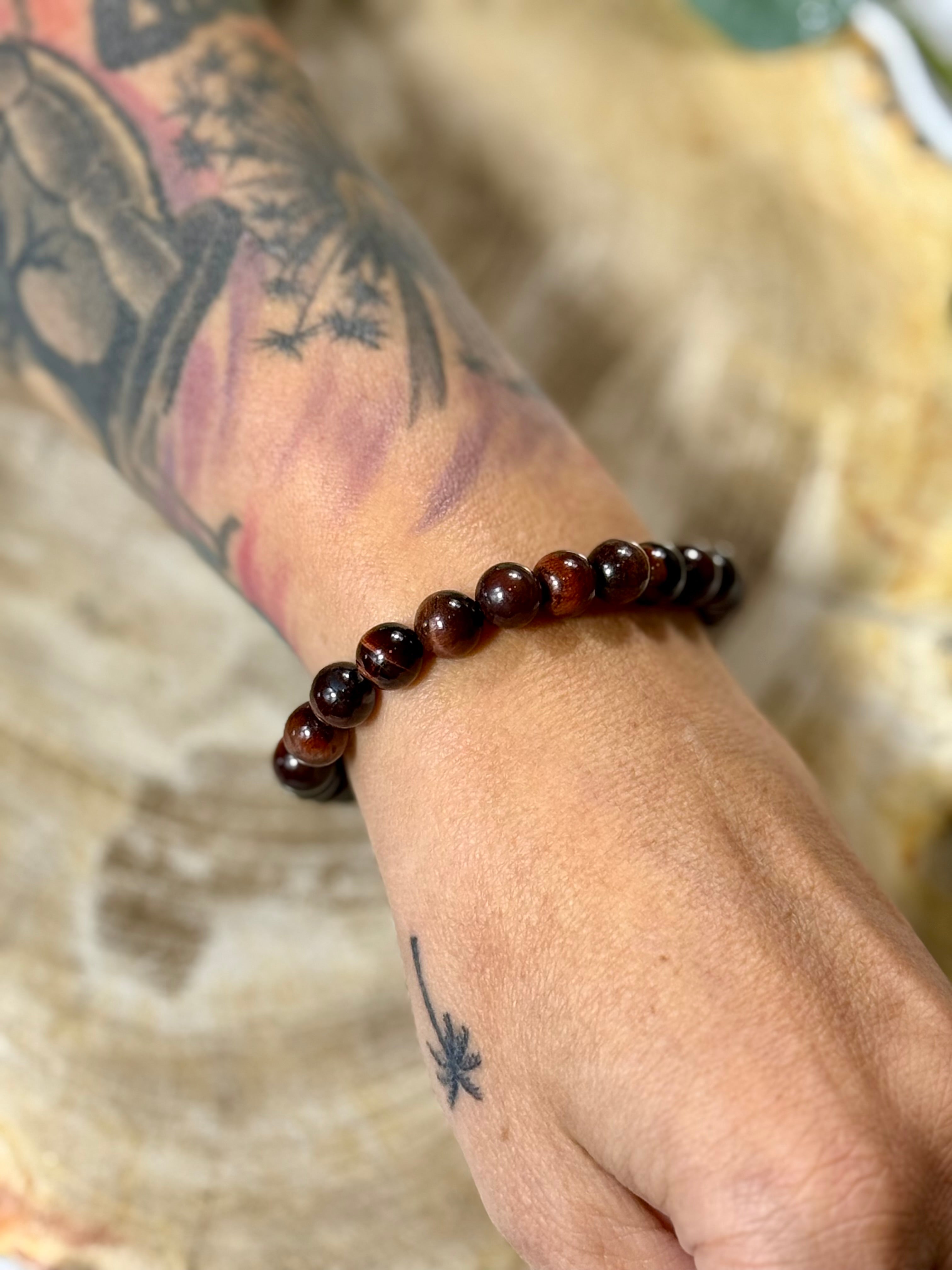 Rotes Tigerauge | Armband (rund) 8mm