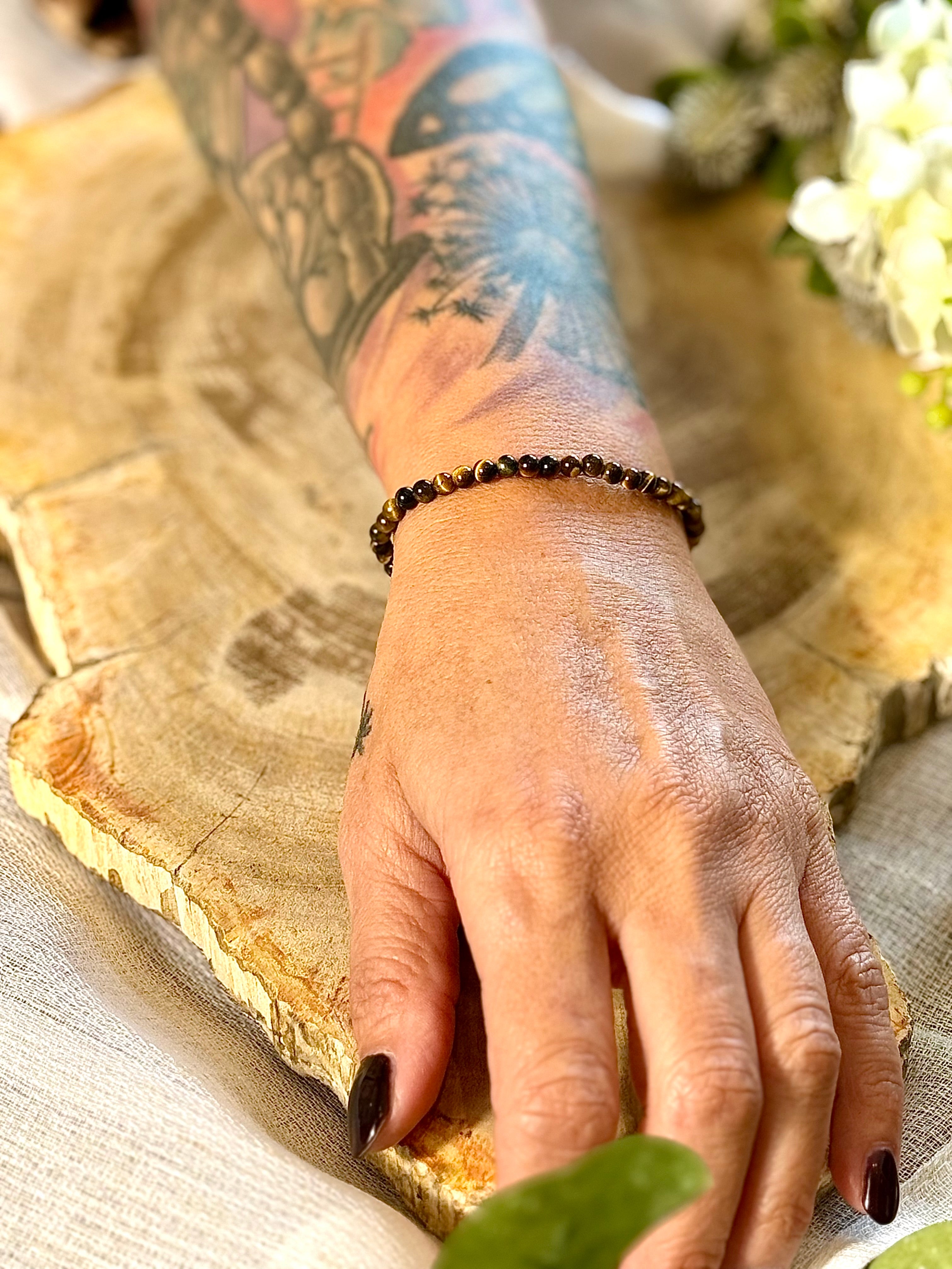 Tigerauge | Armband (rund) kleine Steine (3mm)