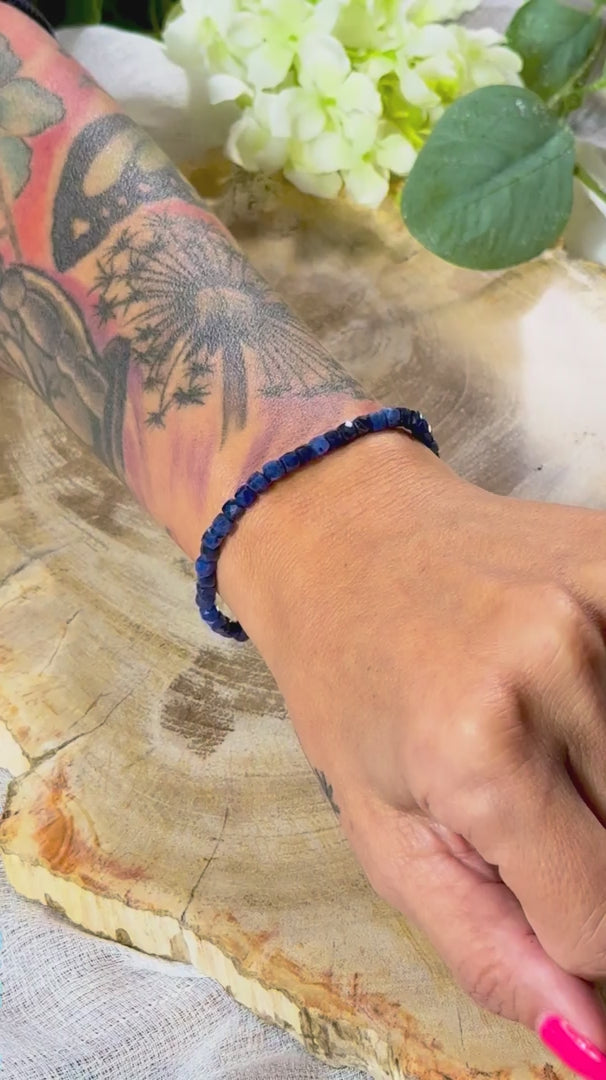 Lapislazuli | Armband (facettiert) mit eckigen Steinen