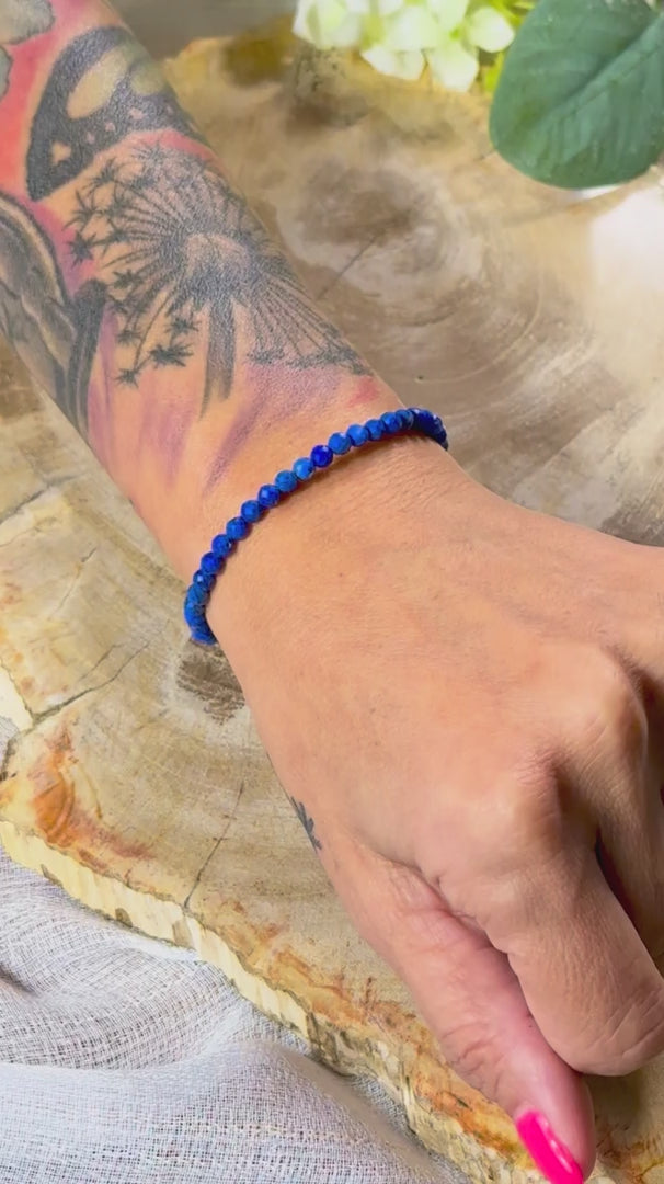 Lapislazuli | Armband (facettiert) mit runden Steinen (3mm)