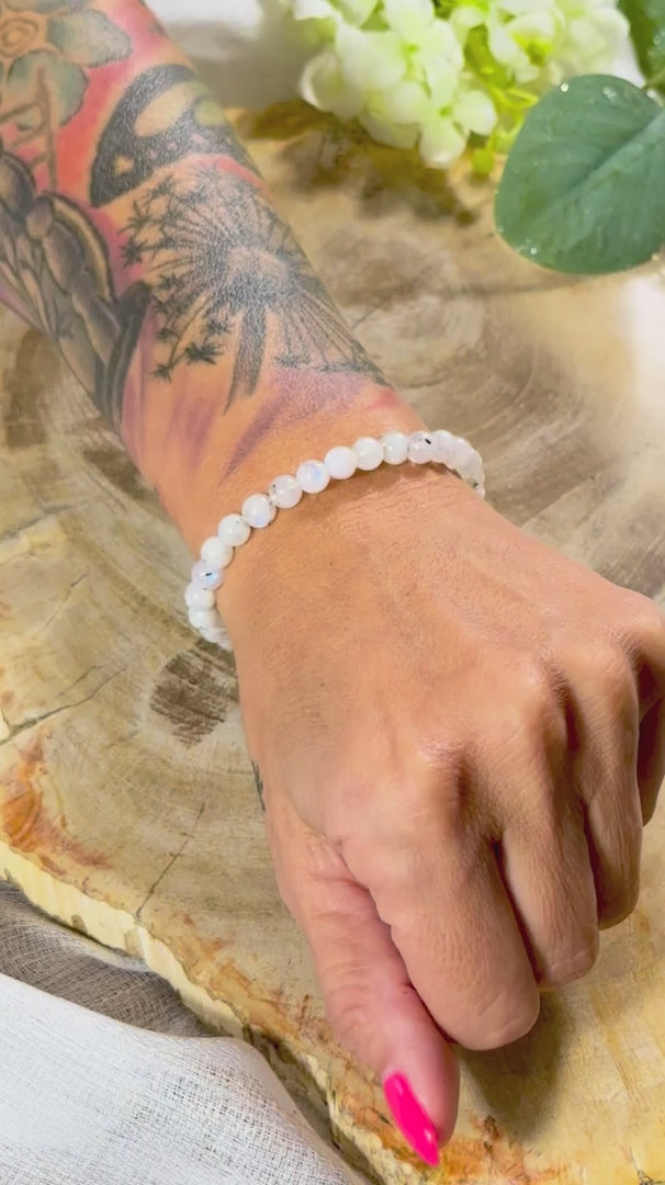 Regenbogen Mondstein | Armband (rund) 6mm