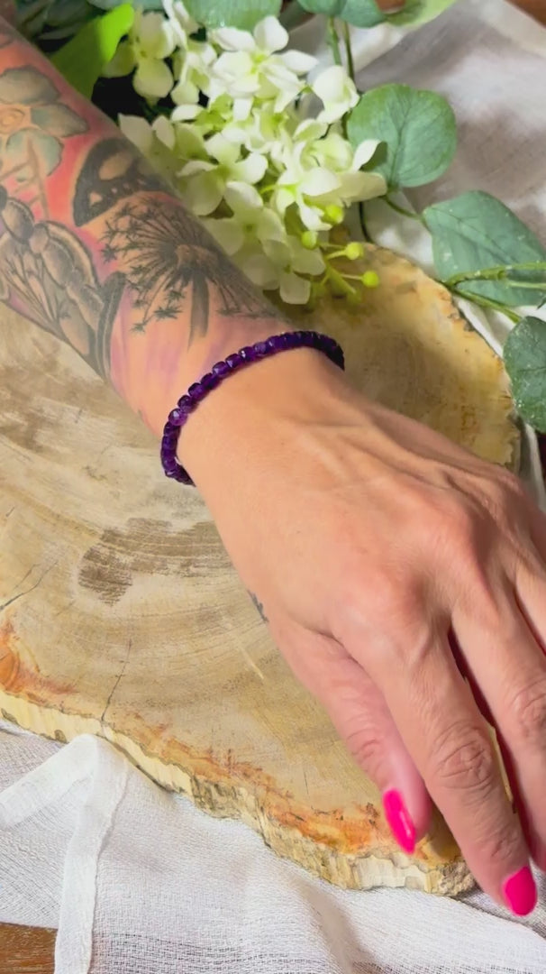 Amethyst | Armband (facettiert) eckige Steine