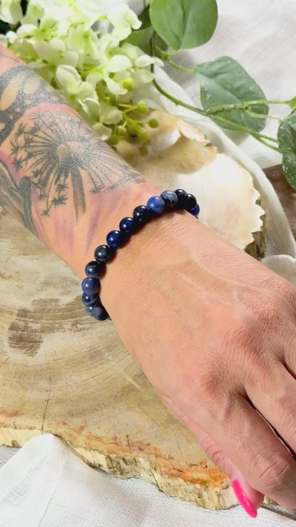 Sodalith | Armband (rund) mit dunklen Steinen (8mm)