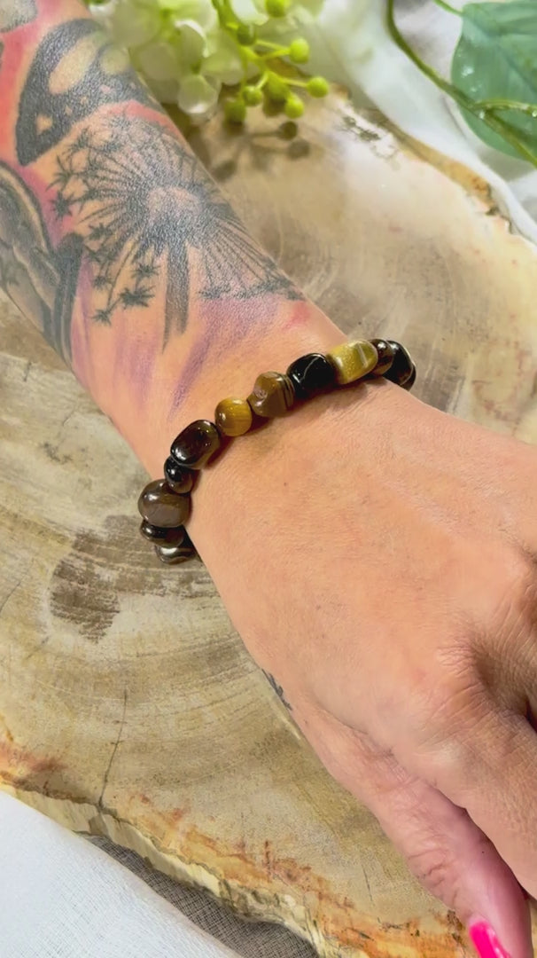 Tigerauge | Armband (Freiform) mit kleinen Steinen