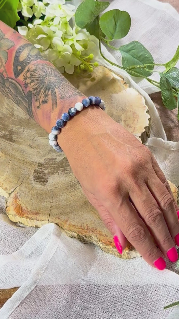 Sodalith | Armband (rund) mit matten Steinen (8mm)