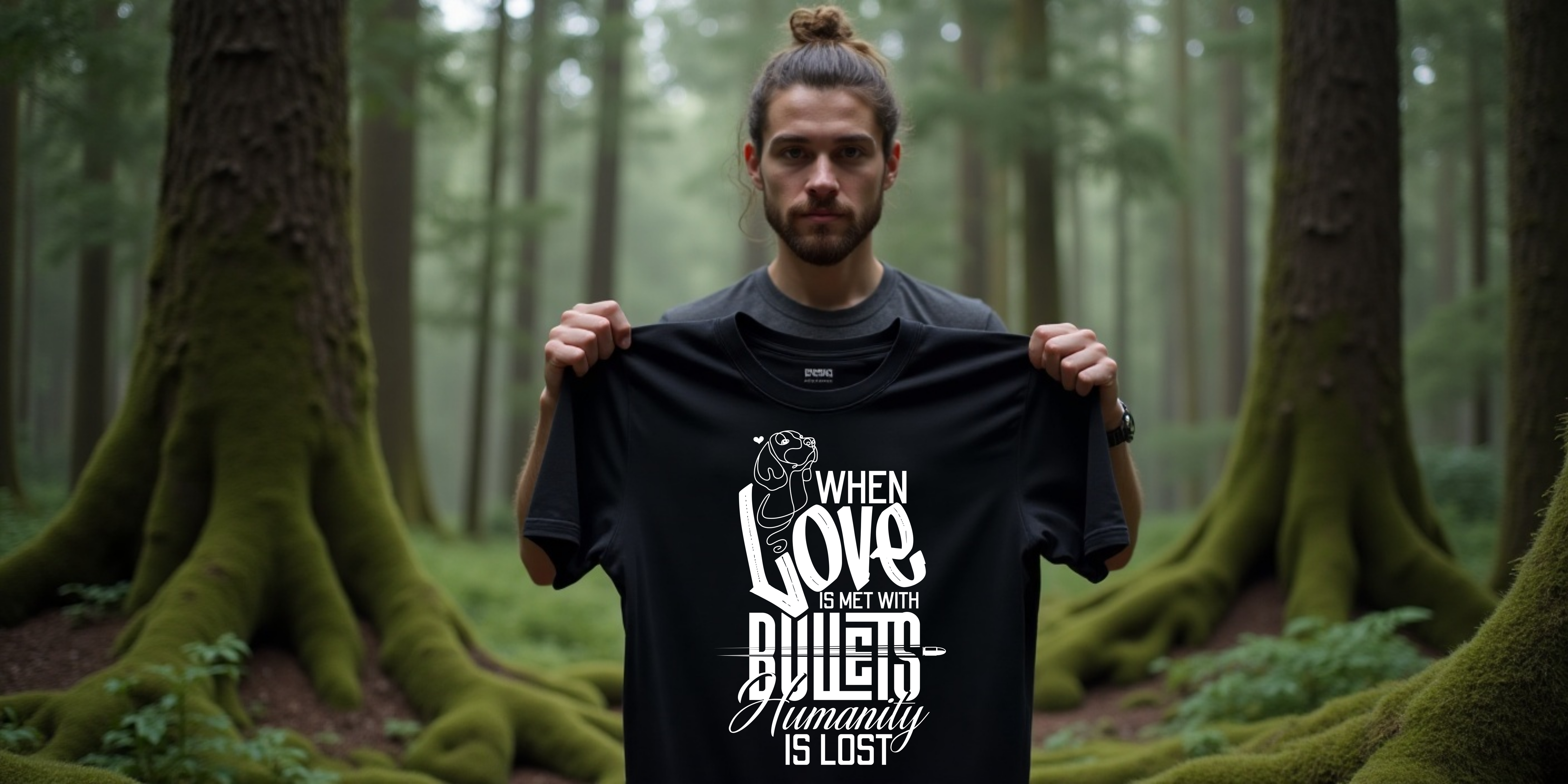 Tierschutz T-Shirt | UNISEX | Motiv: When love is met with bullets - humanity is lost!