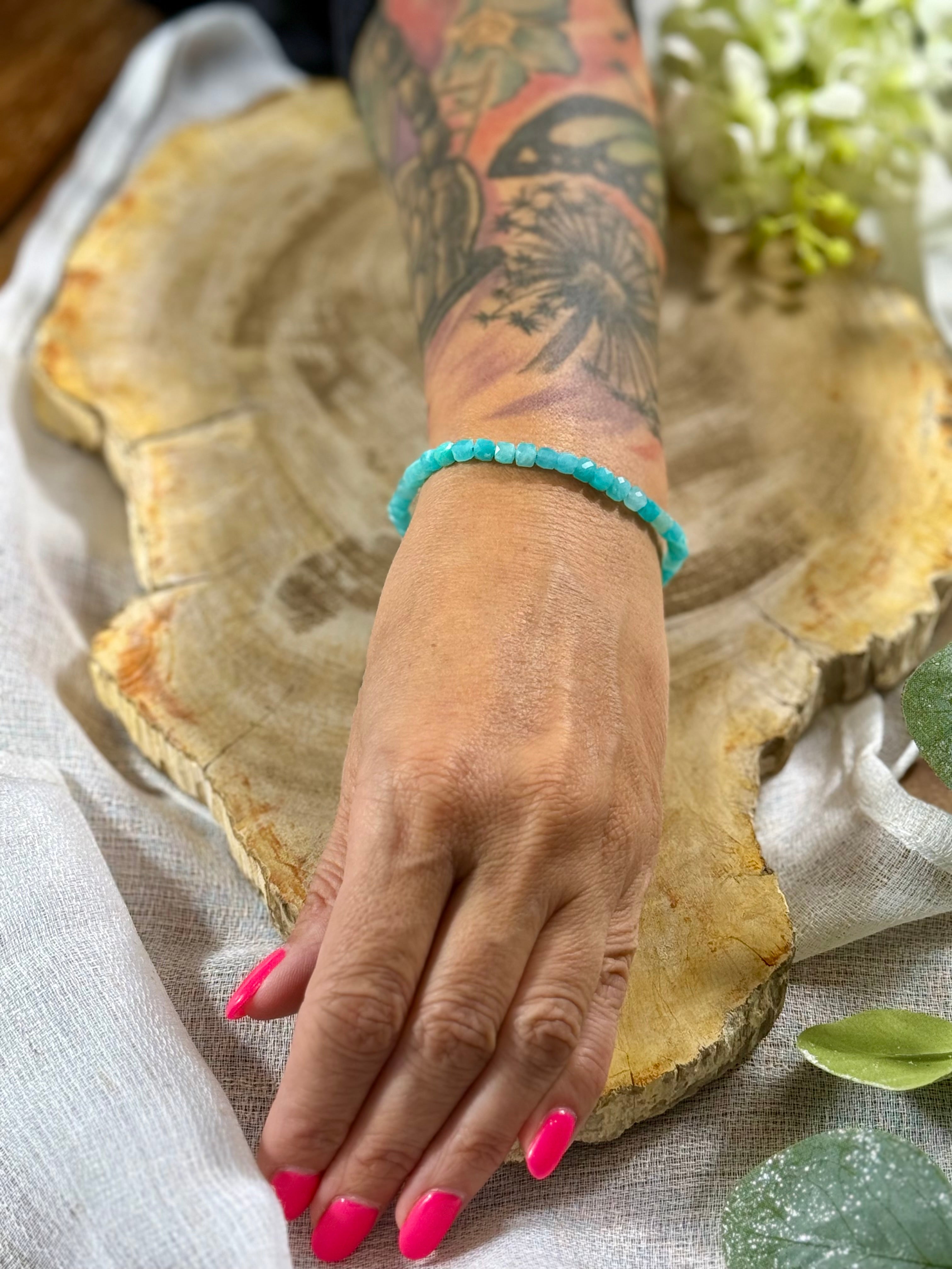 Amazonit | Armband (facettiert) eckige Steine