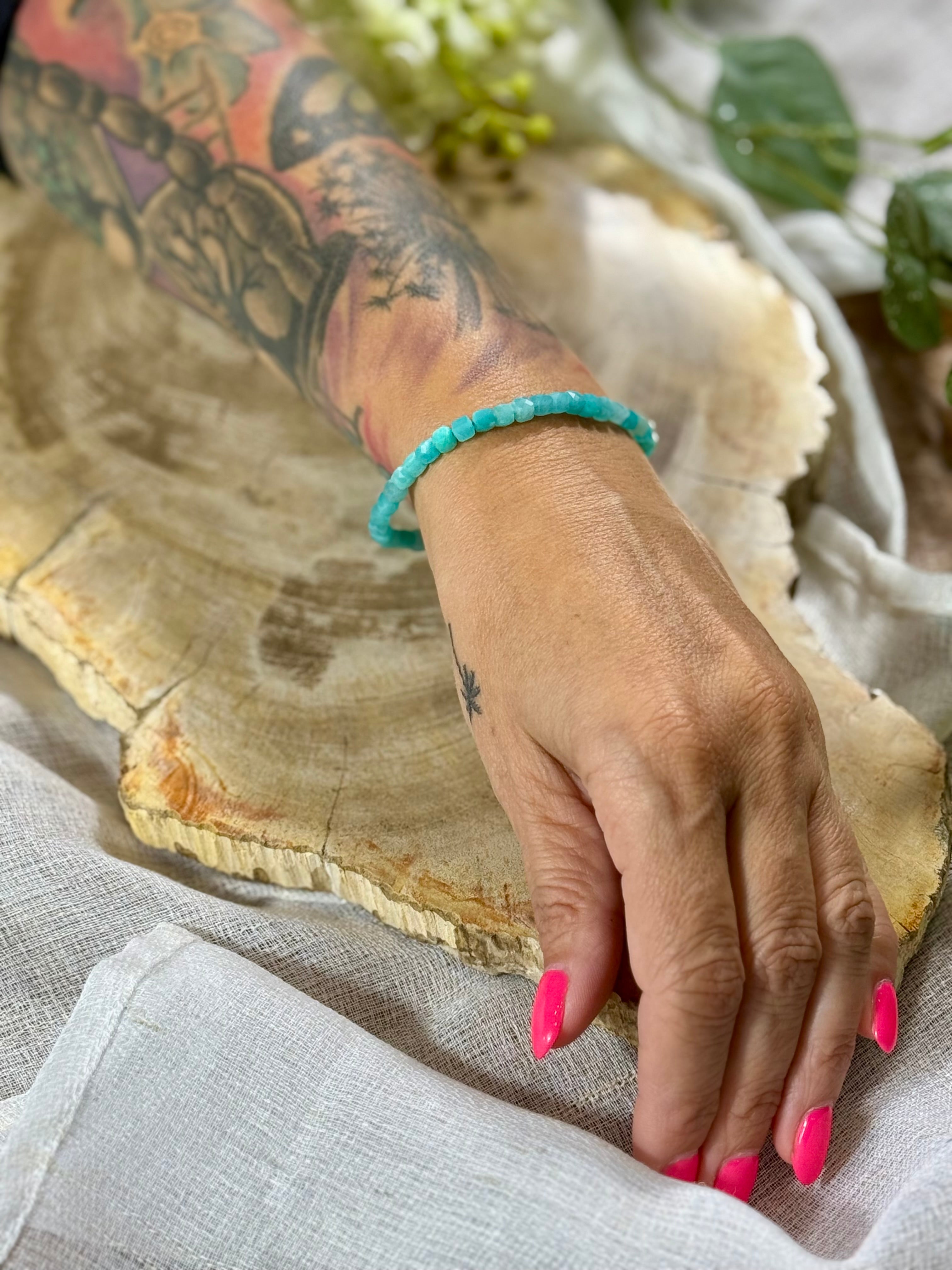 Amazonit | Armband (facettiert) eckige Steine