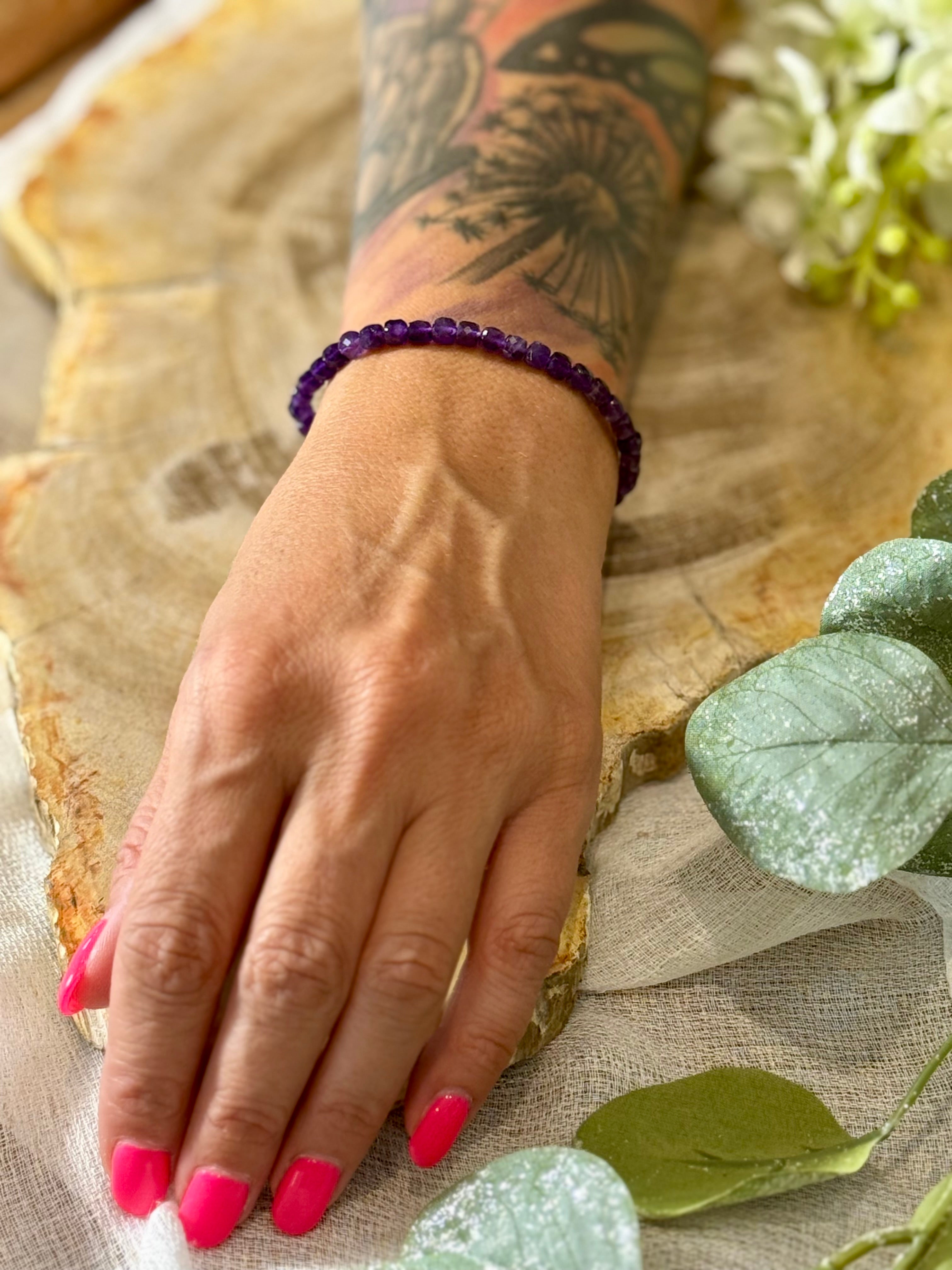 Amethyst | Armband (facettiert) eckige Steine