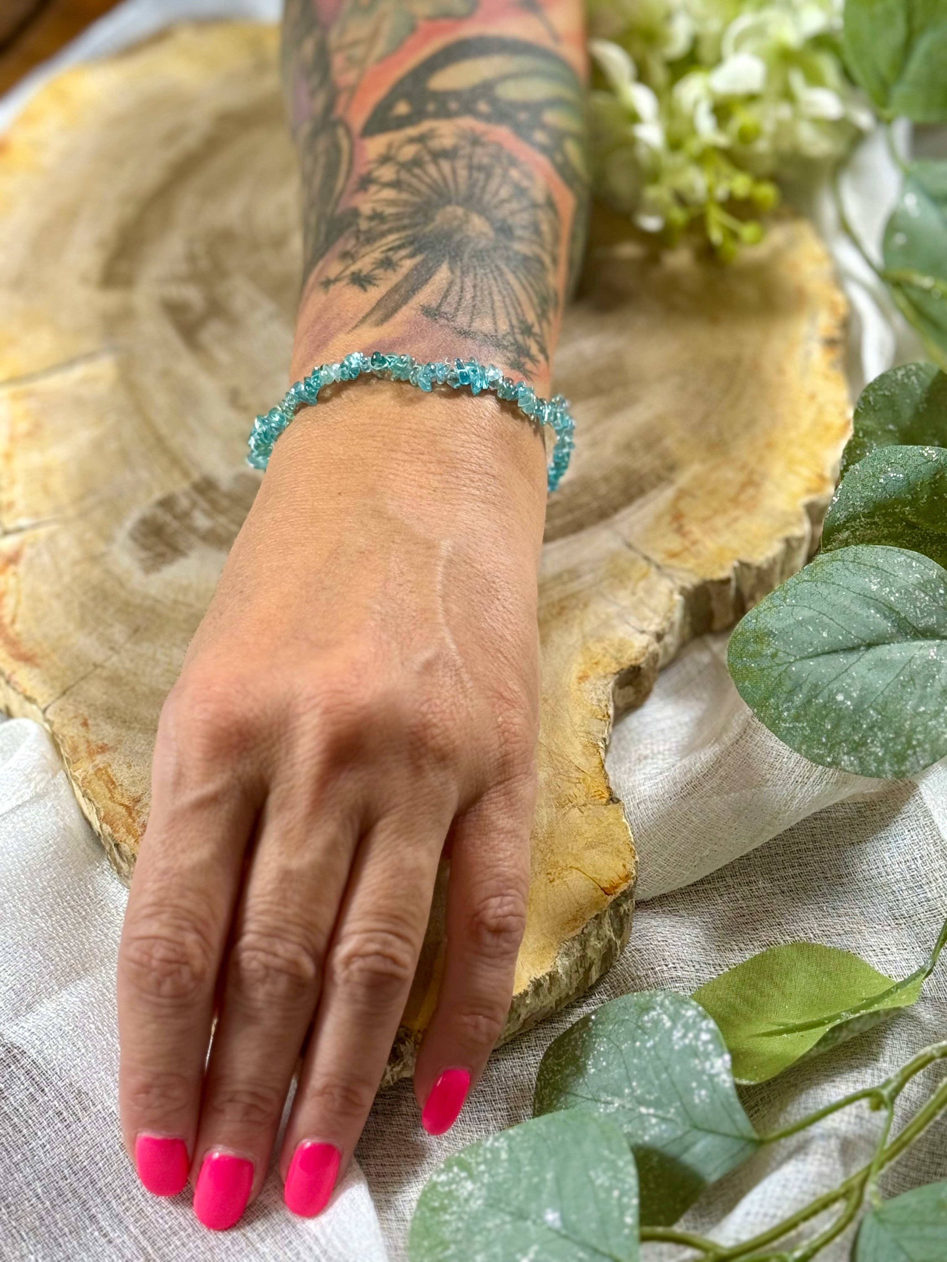 Apatit | Armband (Splitter) helle & transparente Steine