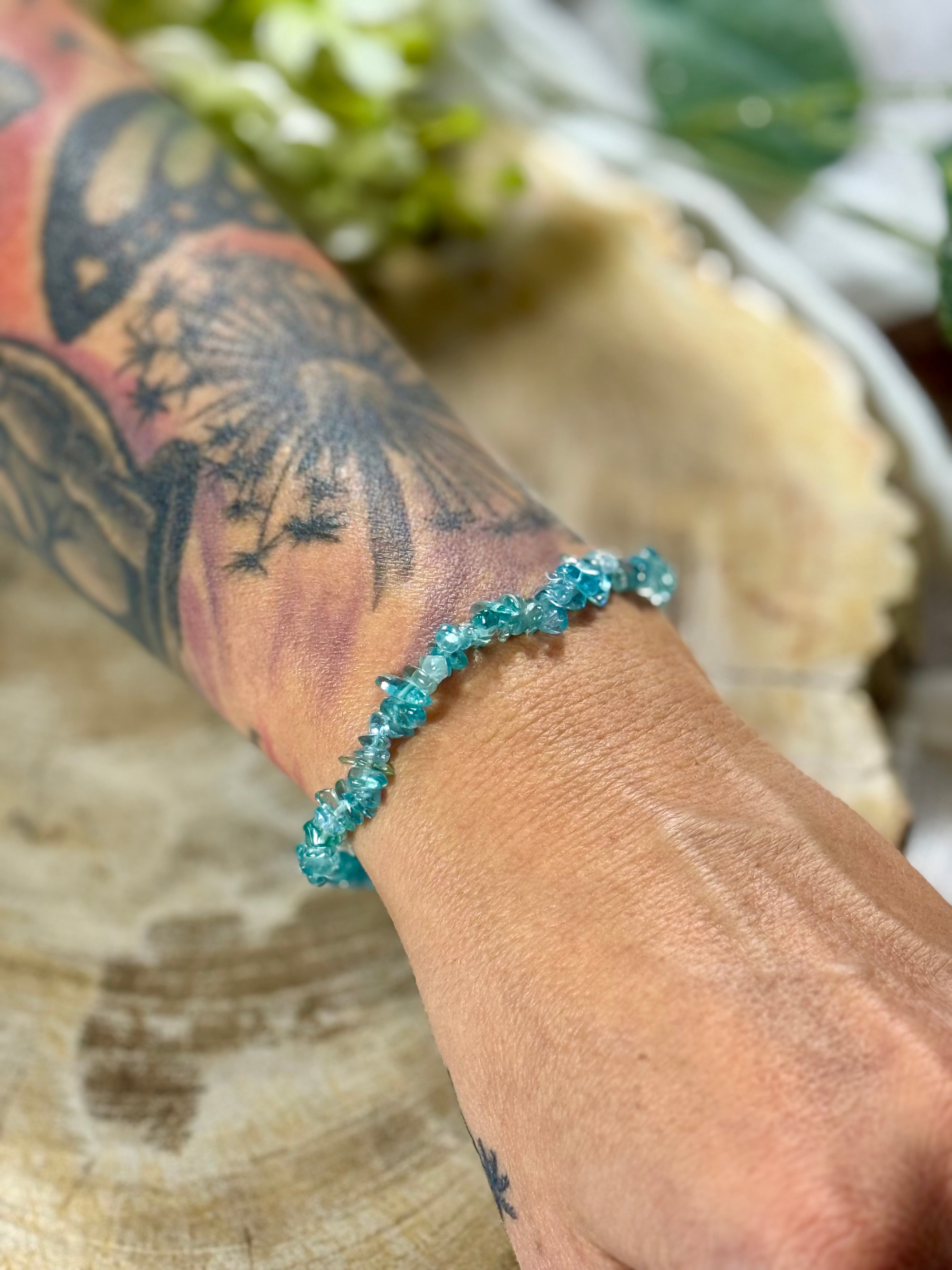 Apatit | Armband (Splitter) helle & transparente Steine