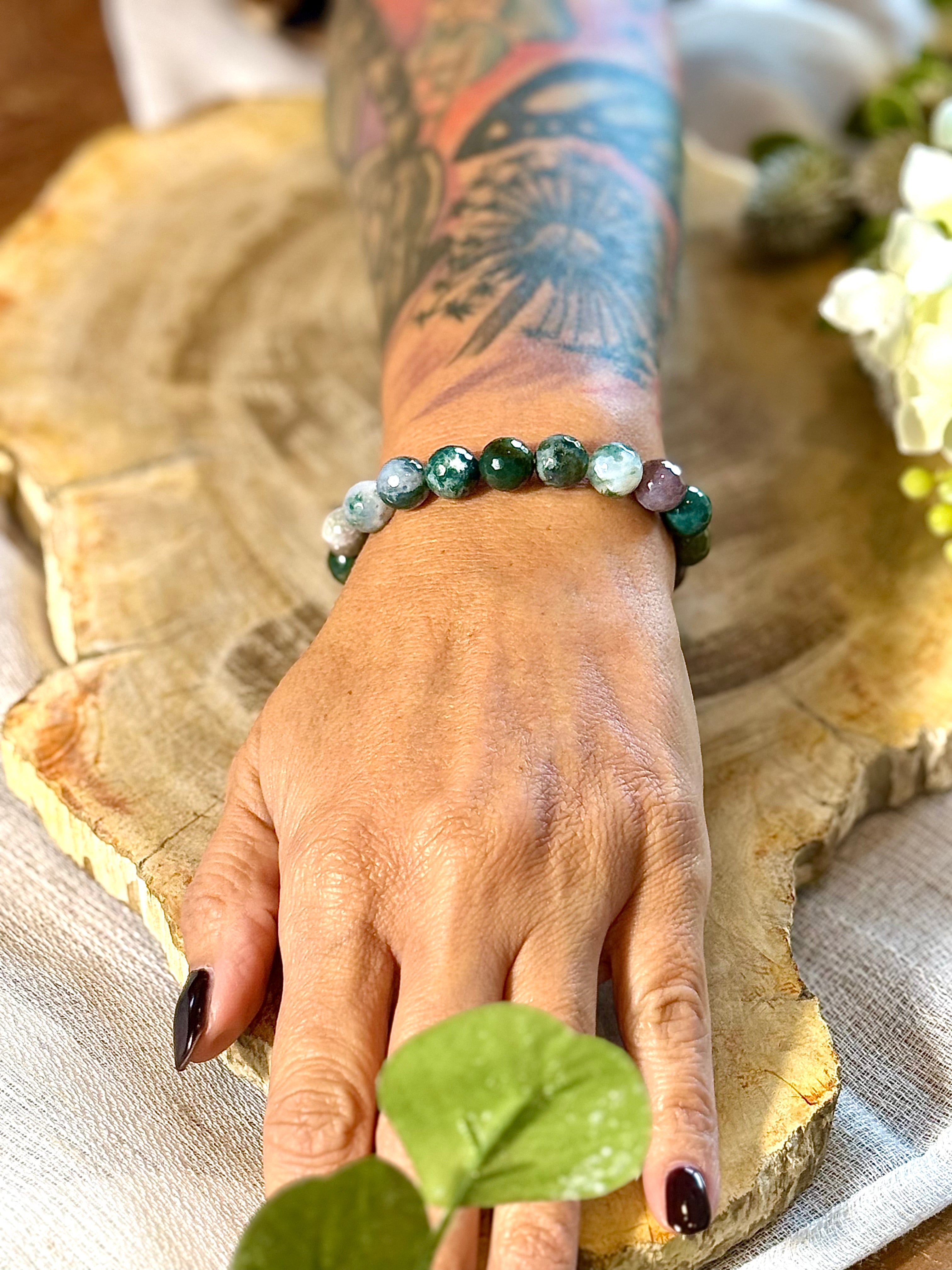 Bunter Achat | Armband (rund) 10mm facettiert