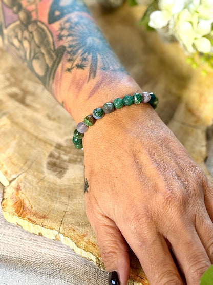 Bunter Achat | Armband (rund) 8mm facettiert