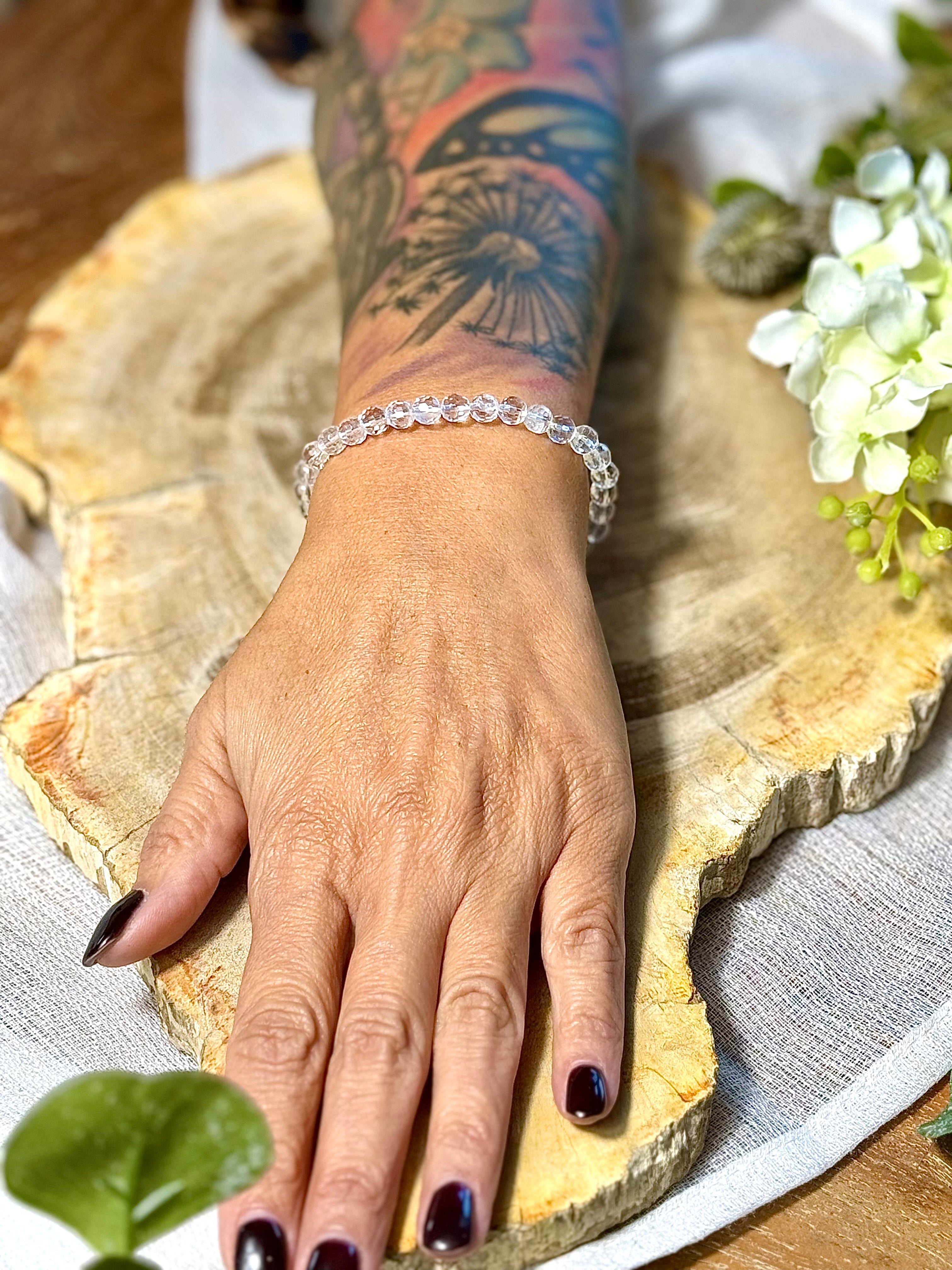 Bergkristall | Armband rund (6mm) facettiert