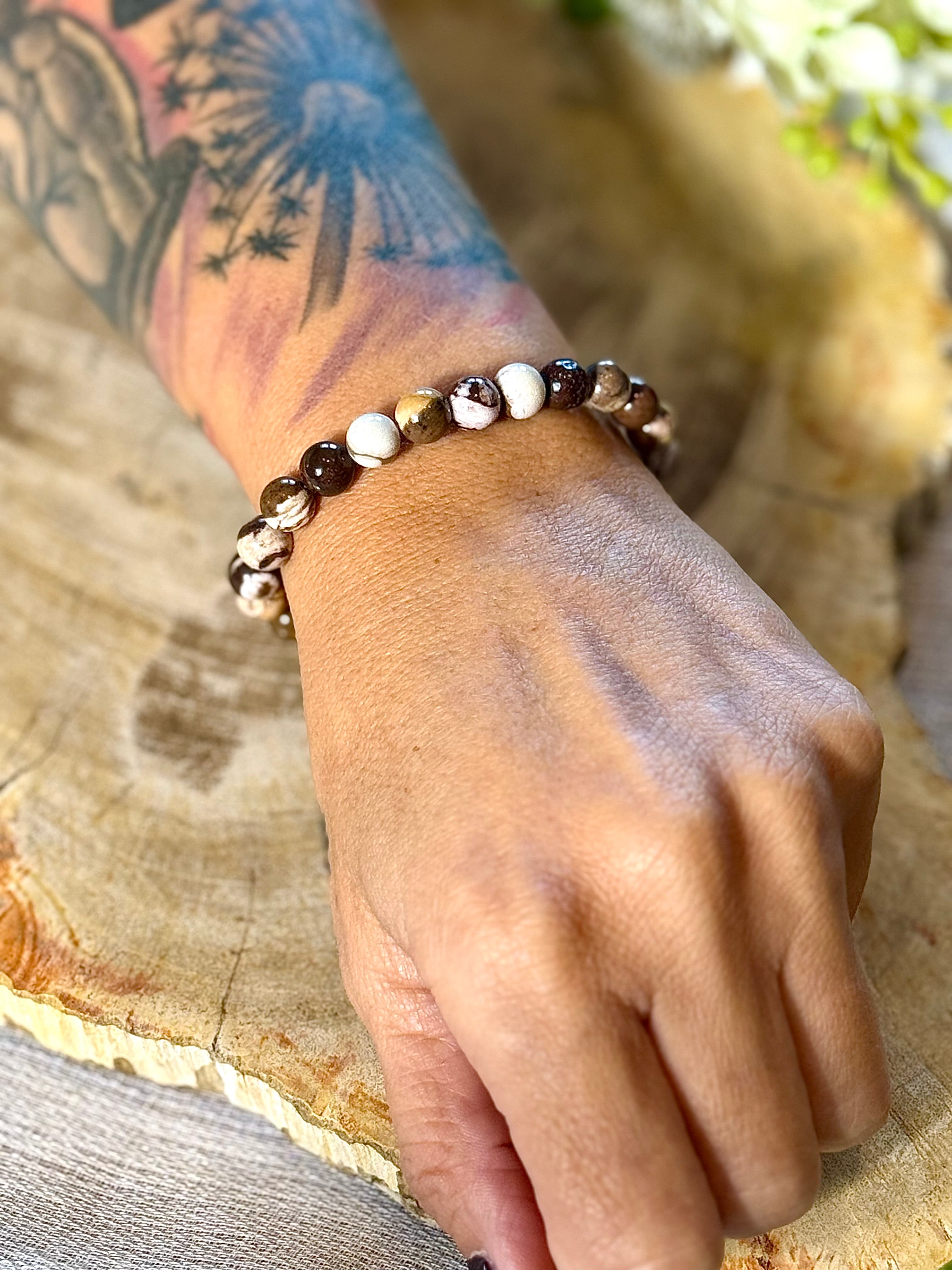 Cappuccino Jaspis | Armband mit runden Steinen (8mm)