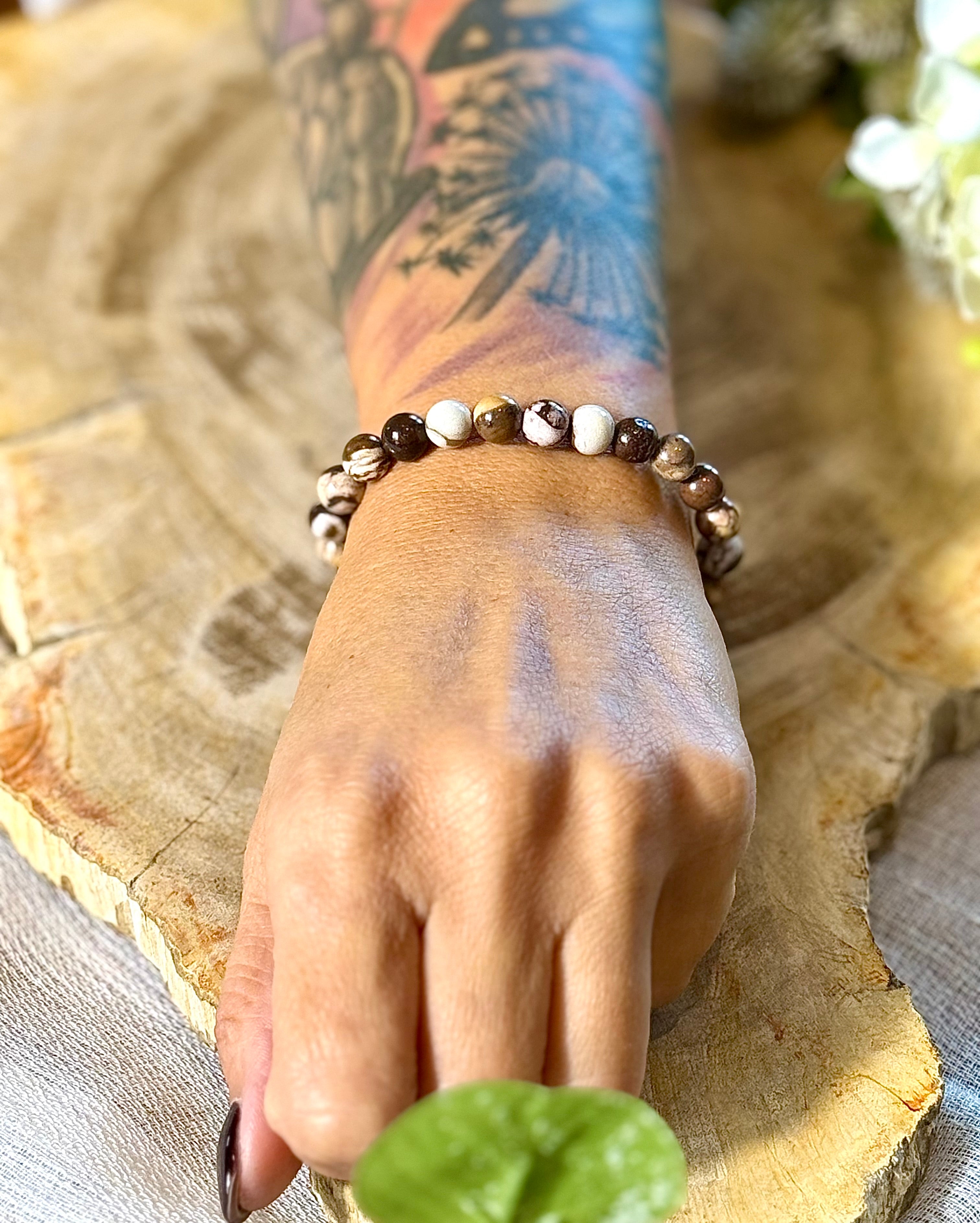 Cappuccino Jaspis | Armband mit runden Steinen (8mm)