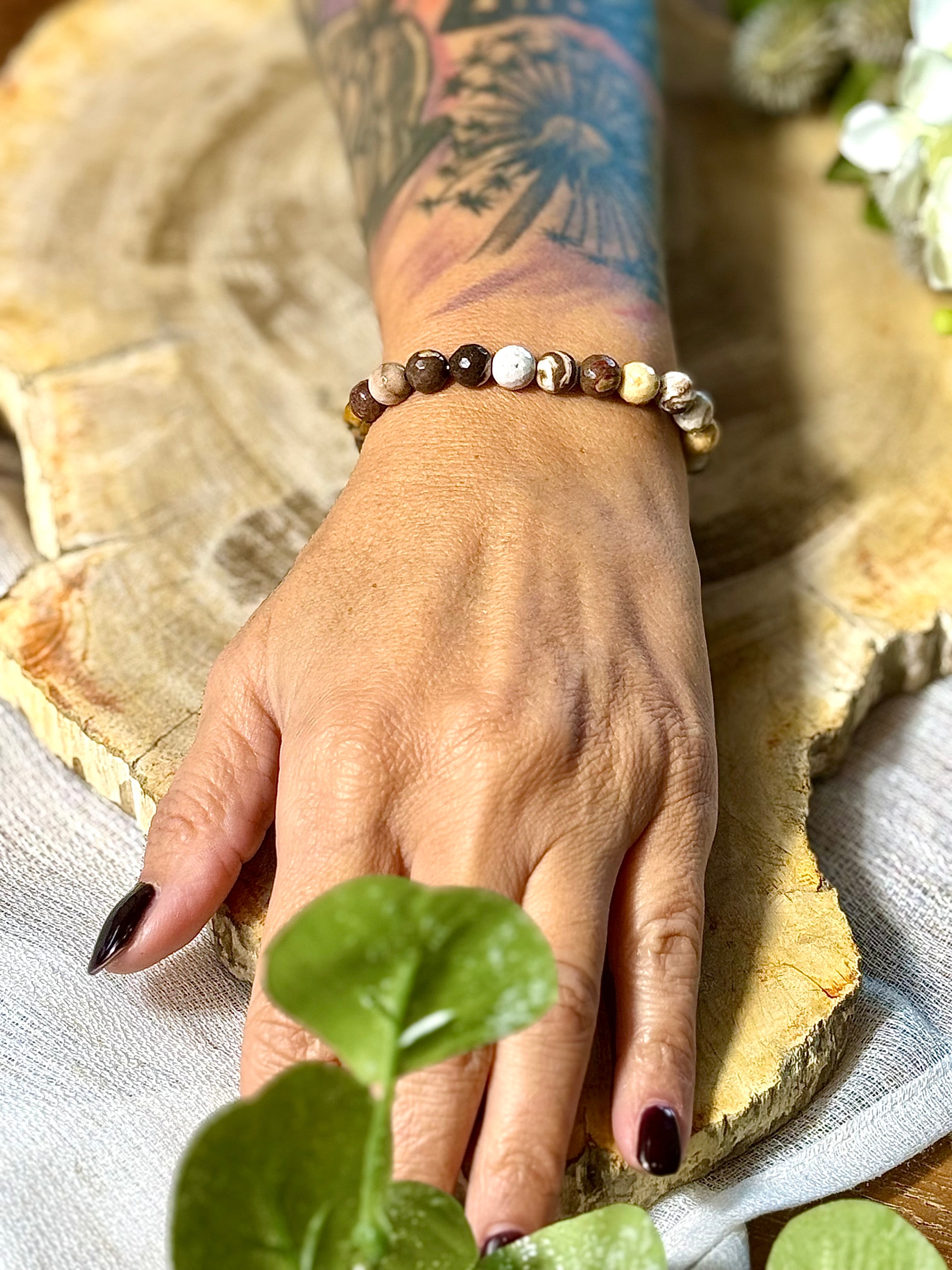 Cappuccino Jaspis | Armband (facettiert) mit runden Steinen (8mm)