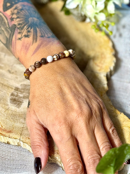 Cappuccino Jaspis | Armband (facettiert) mit runden Steinen (8mm)