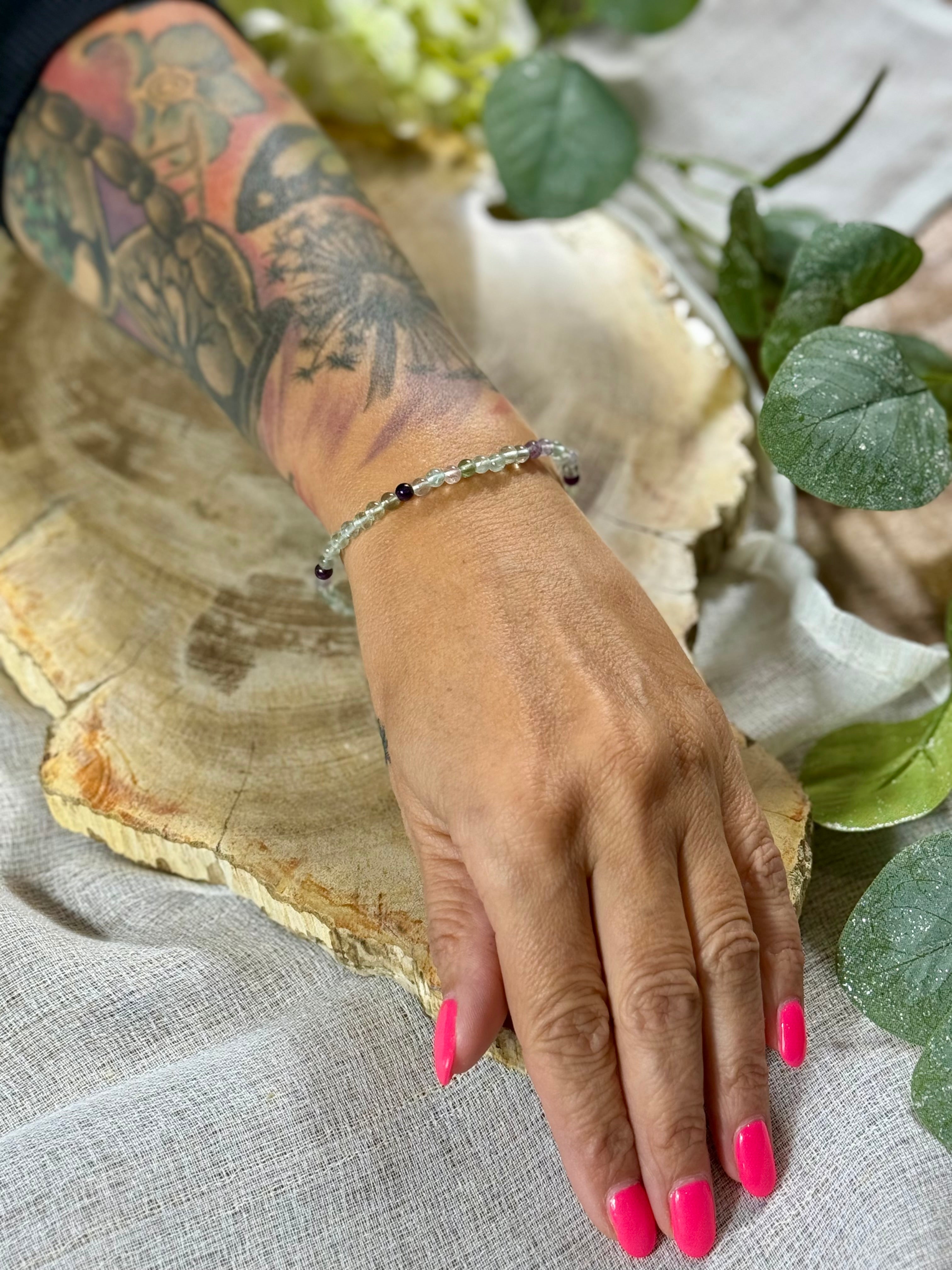 Fluorit | Armband (rund) mit kleinen Steinen (2mm)