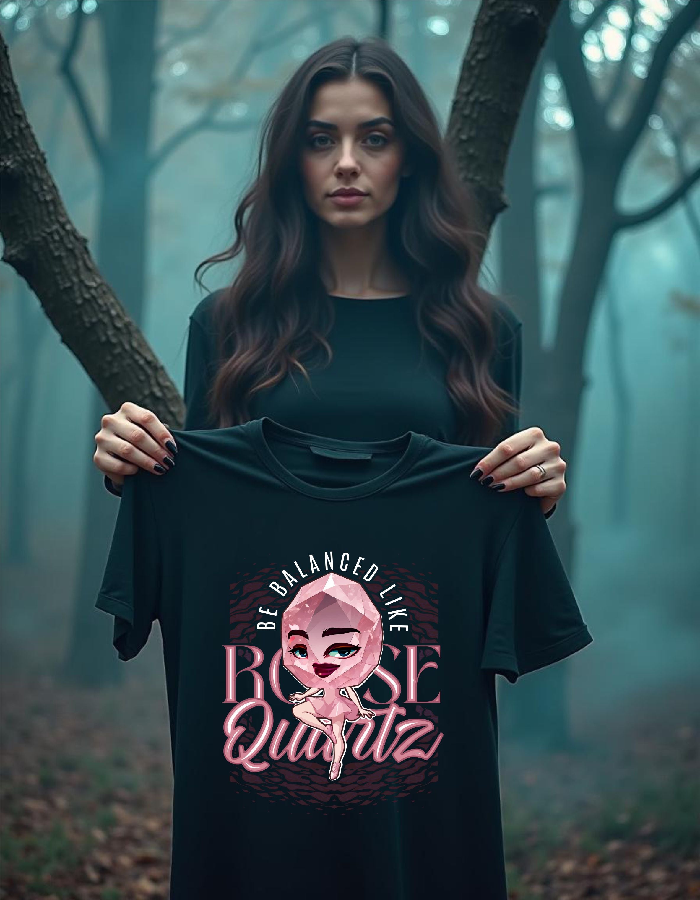 T-Shirt | Damen | Motiv: BE BALANCED LIKE ROSEQUARTZ - Motiv 1
