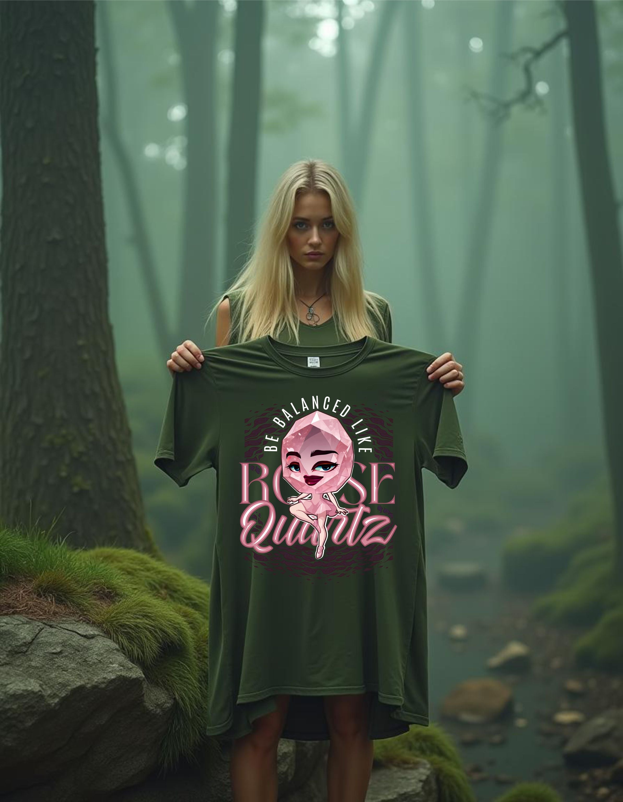 T-Shirt | Damen | Motiv: BE BALANCED LIKE ROSEQUARTZ - Motiv 1