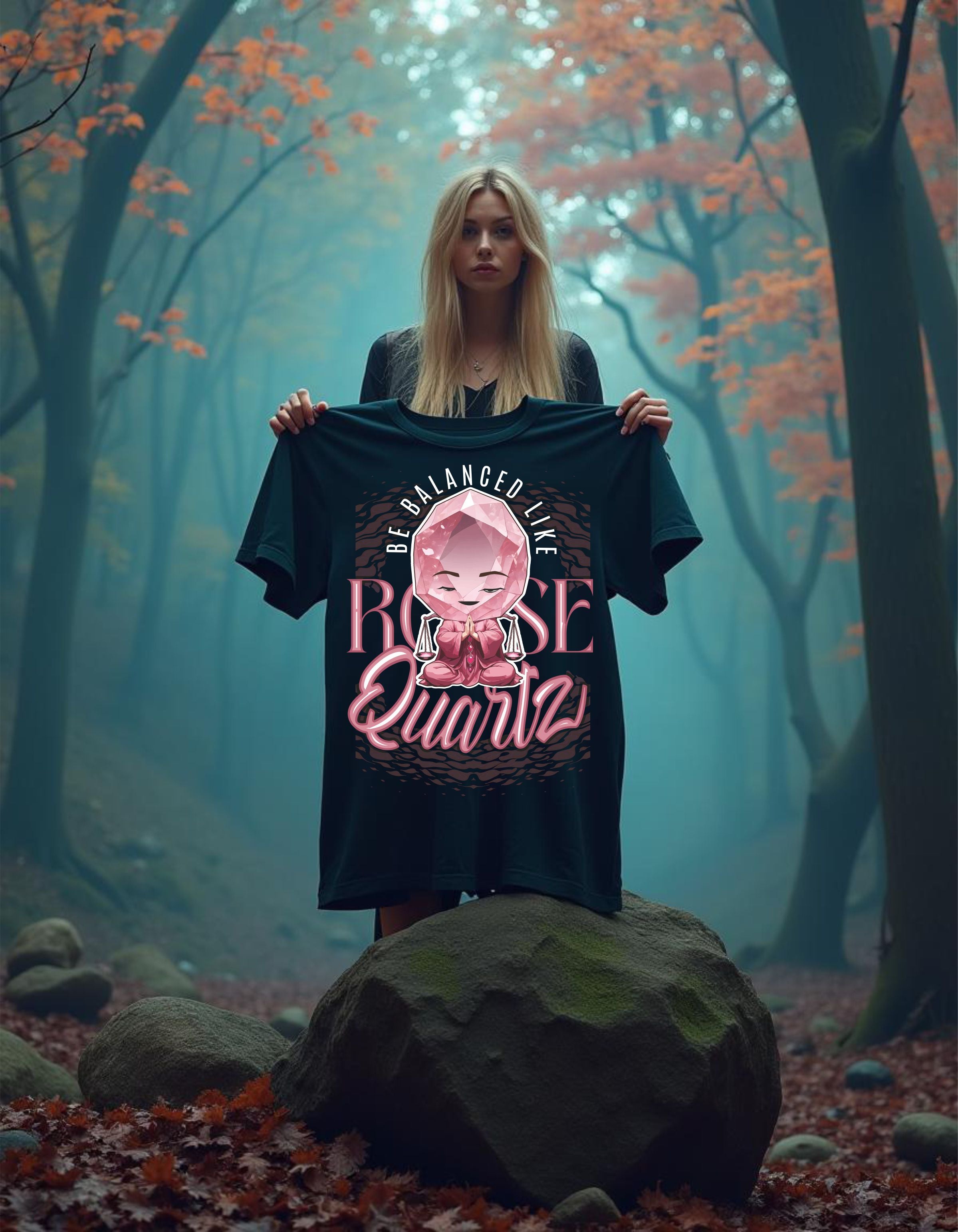 T-Shirt | Damen | Motiv: BE BALANCED LIKE ROSEQUARTZ  - Motiv 2
