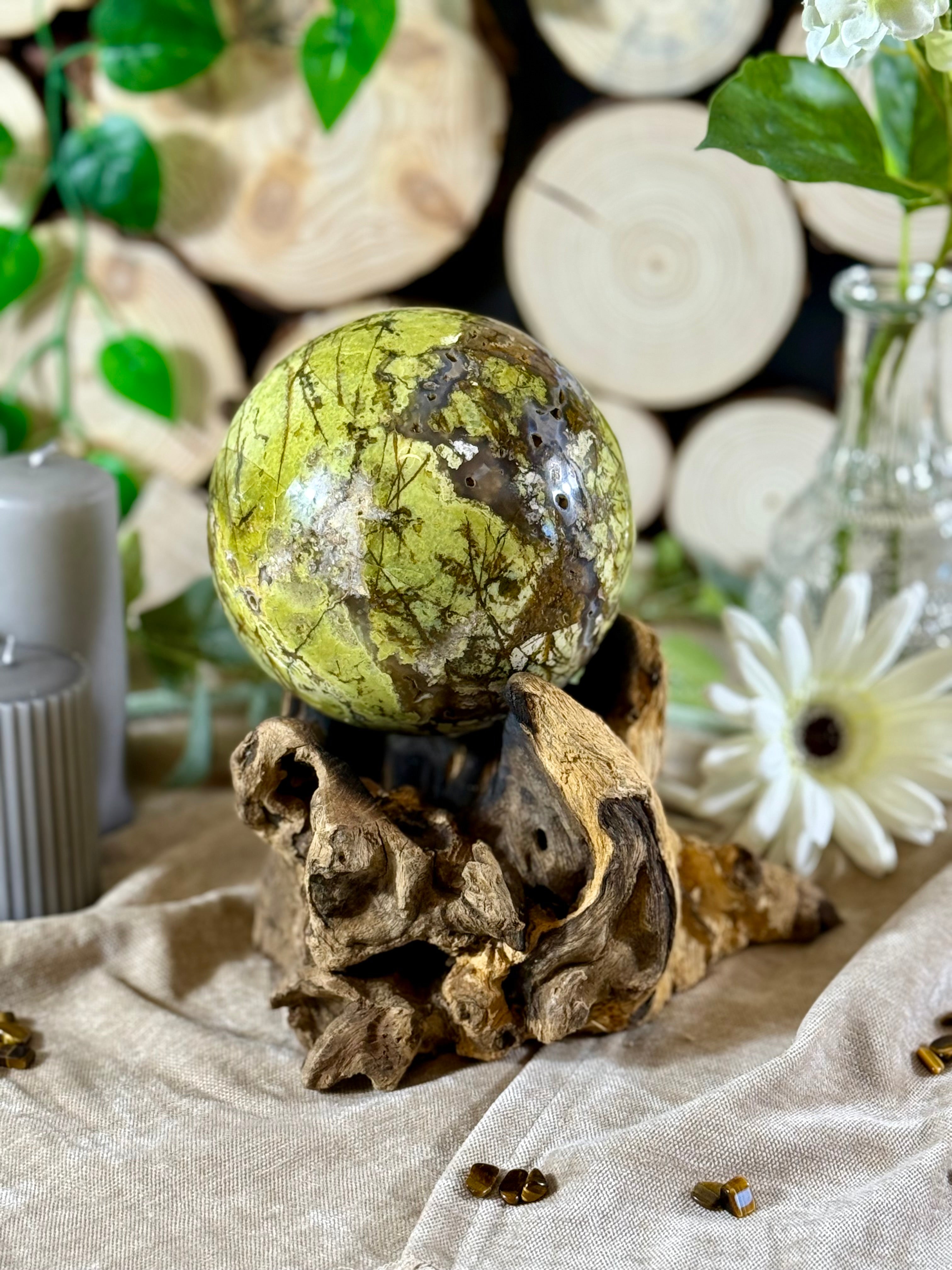 Fundstück Nr. 21 | Grüner Opal auf Wurzelthron - Wenn Natur beginnt zu leuchten