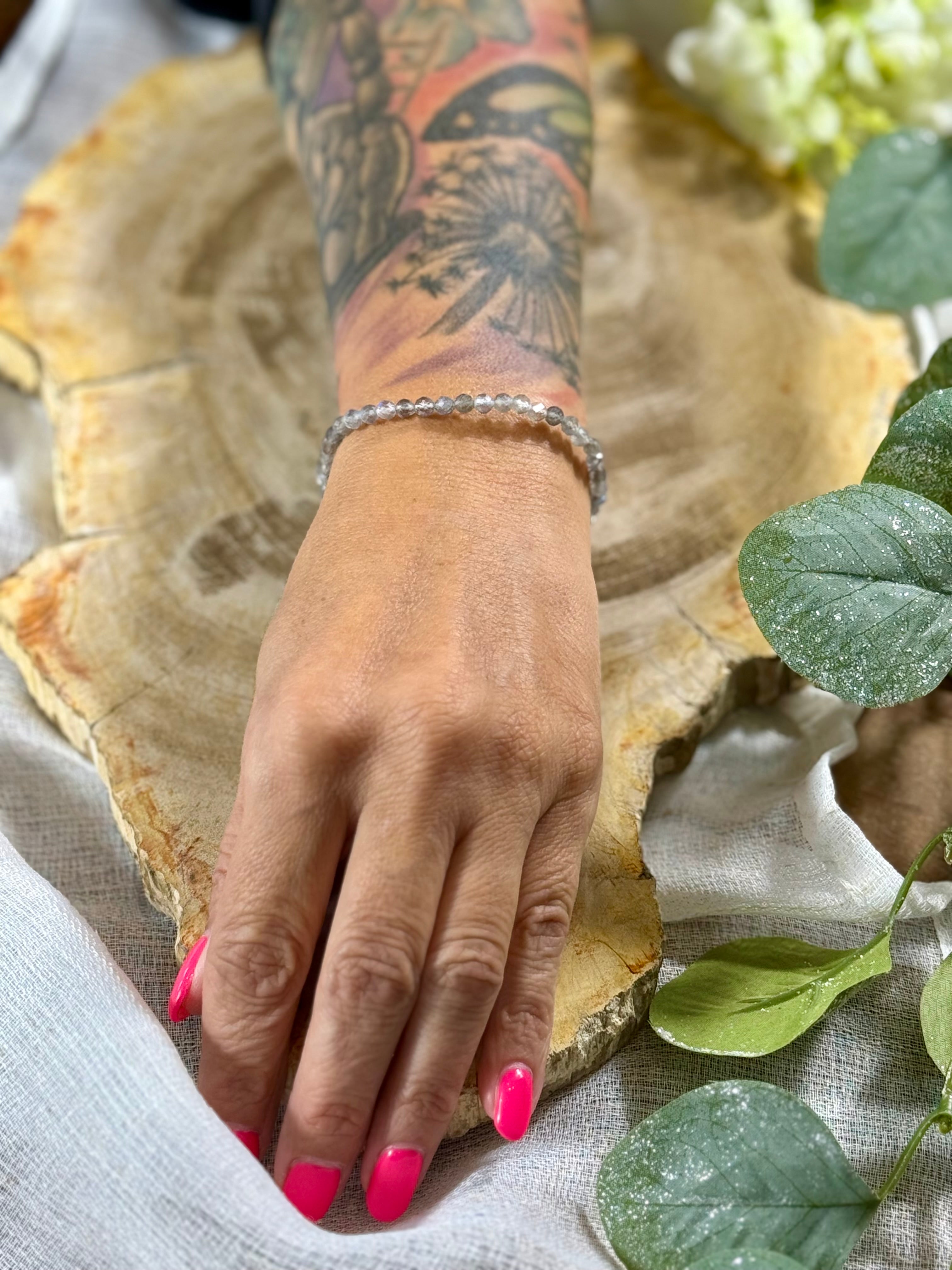 Labradorit | Armband (facettiert) mit runden Steinen (3mm)